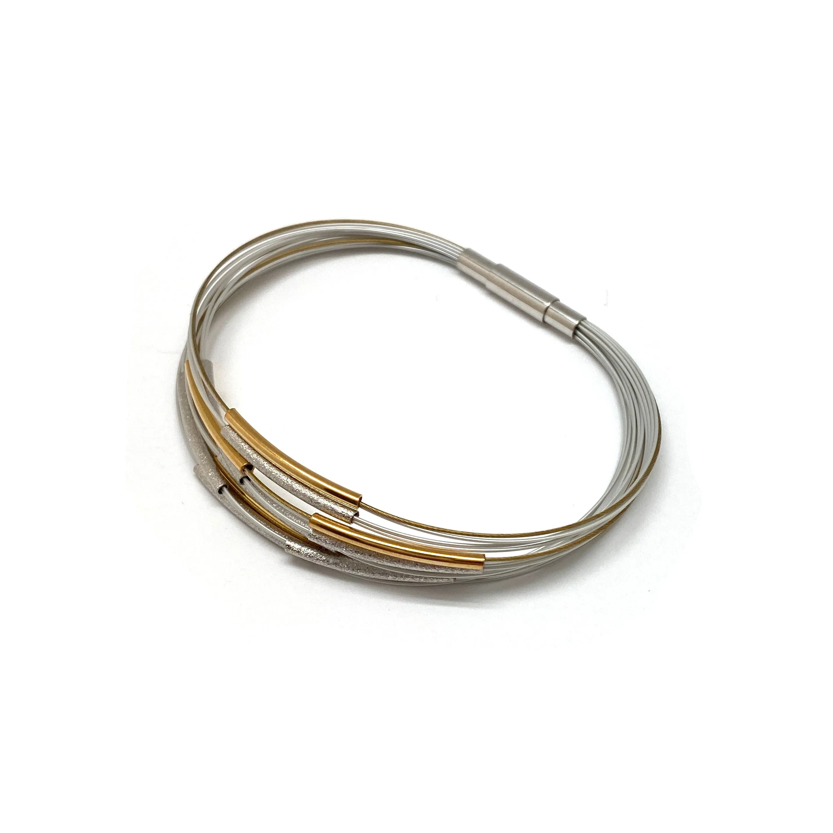 Silver and Gold Thin Bar Bracelet