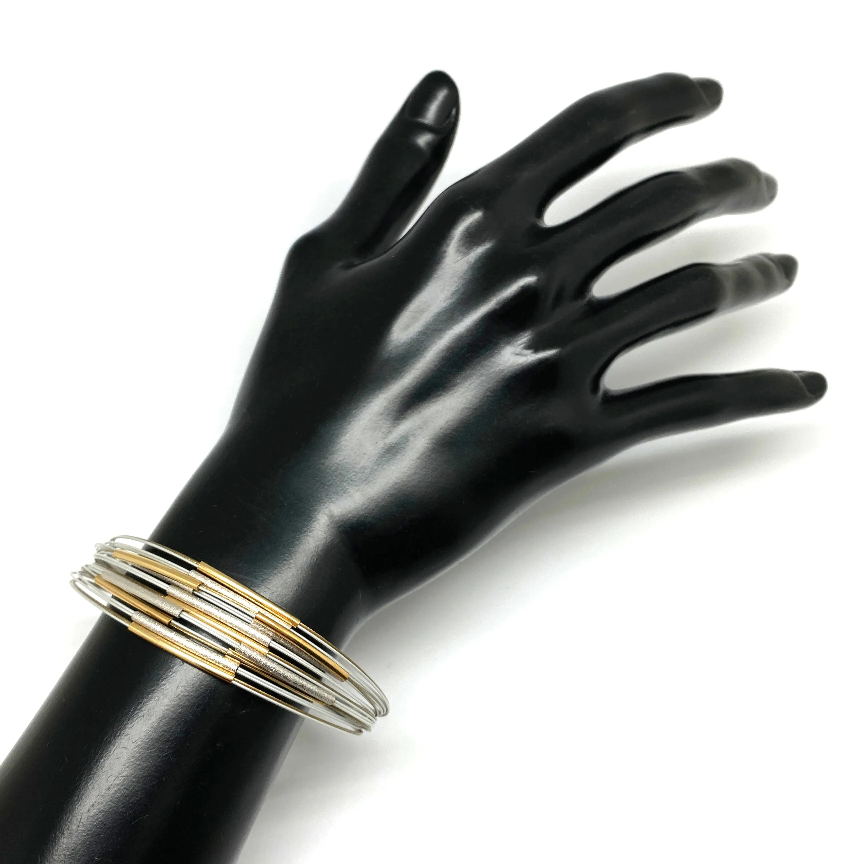 Silver and Gold Thin Bar Bracelet