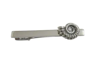 Silver Toned Ammonite Fossil Design Square Tie Clip