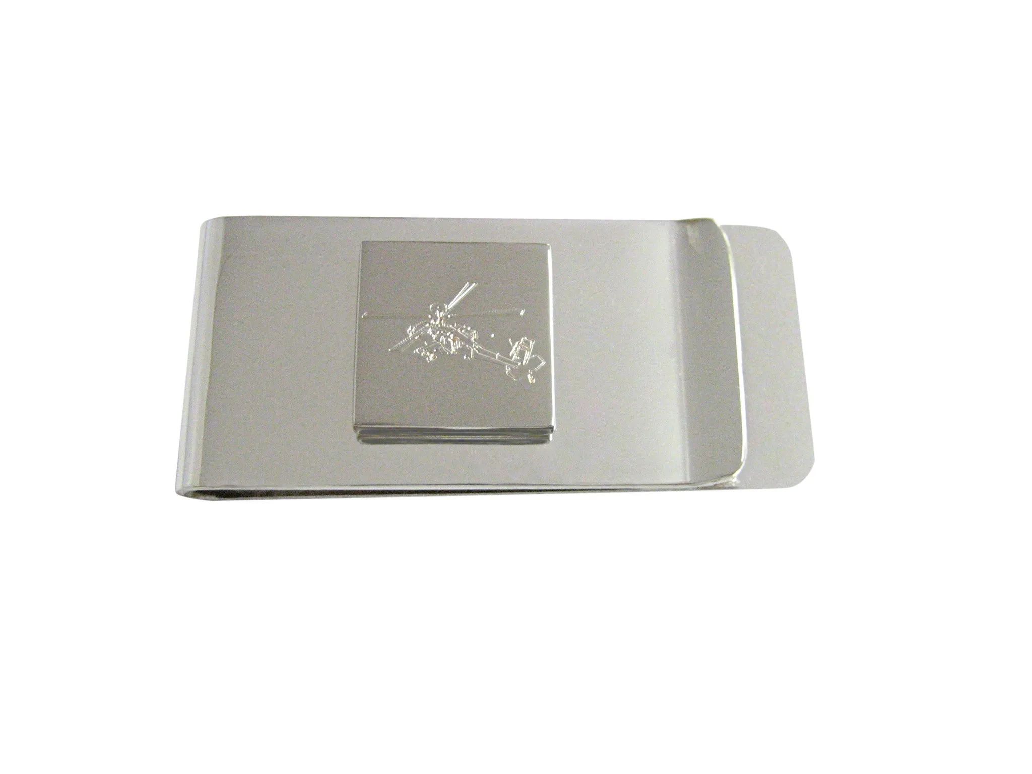 Silver Toned Etched Helicopter Money Clip
