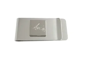 Silver Toned Etched Helicopter Money Clip