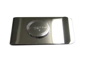 Silver Toned Etched Oval AK47 Rifle V4 Money Clip