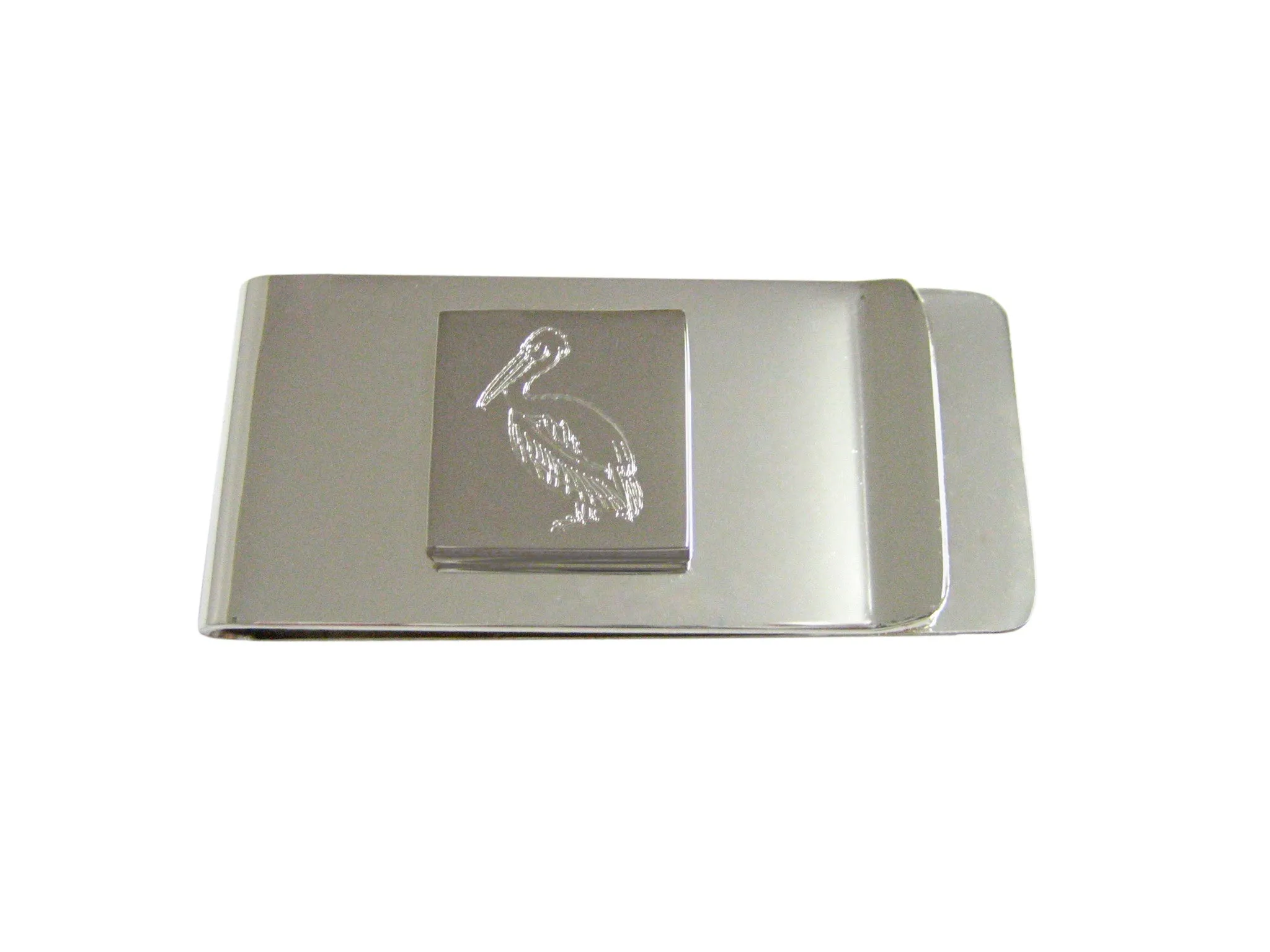 Silver Toned Etched Pelican Bird Money Clip
