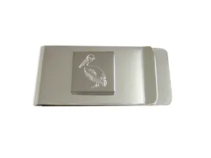 Silver Toned Etched Pelican Bird Money Clip