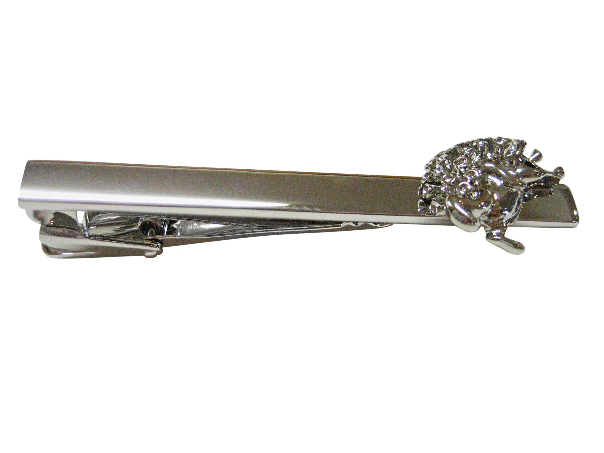 Silver Toned Hedgehog Square Tie Clip