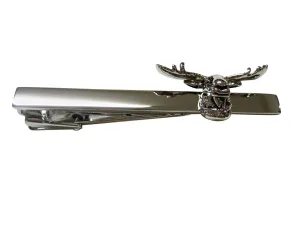 Silver Toned Moose Head Square Tie Clip
