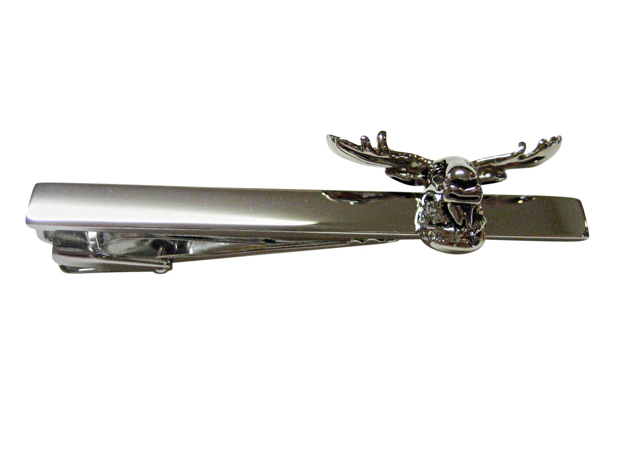 Silver Toned Moose Head Square Tie Clip