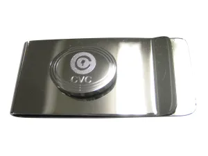Silver Toned Oval Pendant Etched Civic Coin CVC Cryptocurrency Blockchain Money Clip
