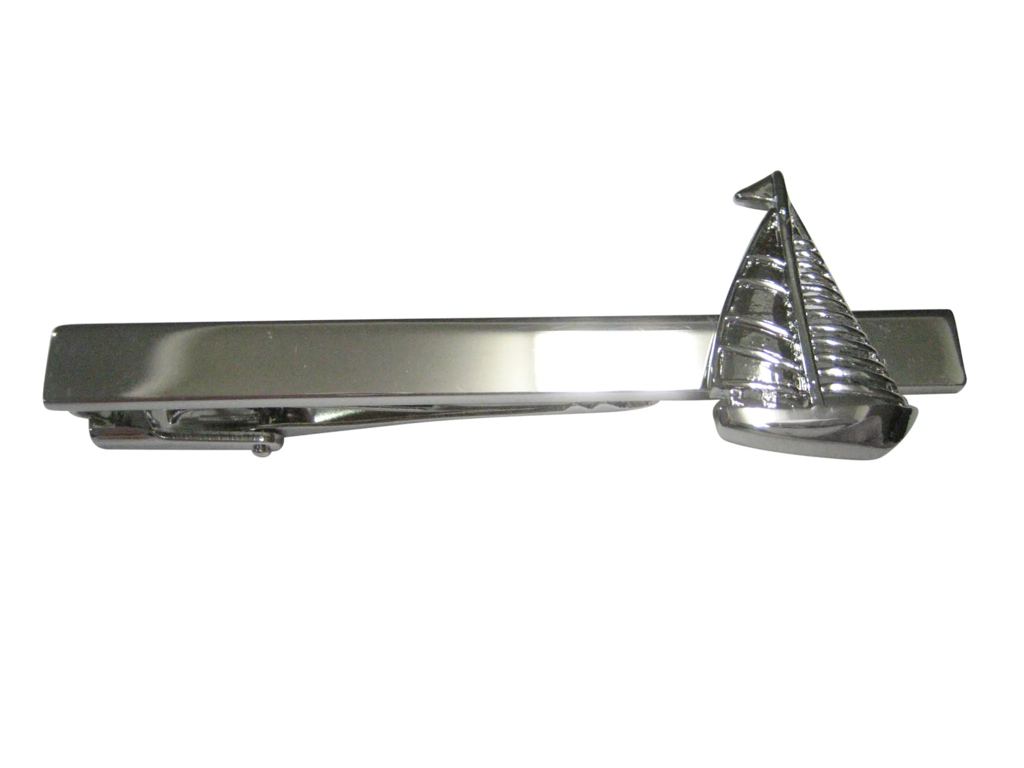 Silver Toned Shiny Nautical Sail Boat Tie Clip