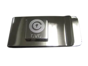 Silver Toned Square Pendant Etched Civic Coin CVC Cryptocurrency Blockchain Money Clip