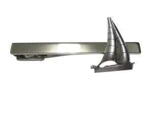 Silver Toned Textured Nautical Sail Boat Square Tie Clip