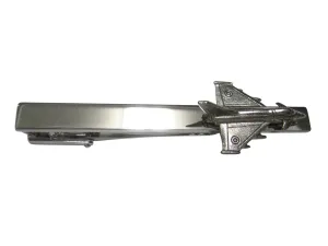 Silver Toned Textured Typhoon Jet Fighter Plane Tie Clip