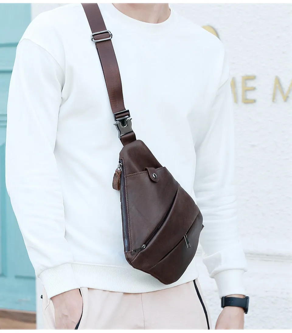 Slim Leather Crossbody Bag Essentials Bag, Black/Brown/Maroon, One Size
