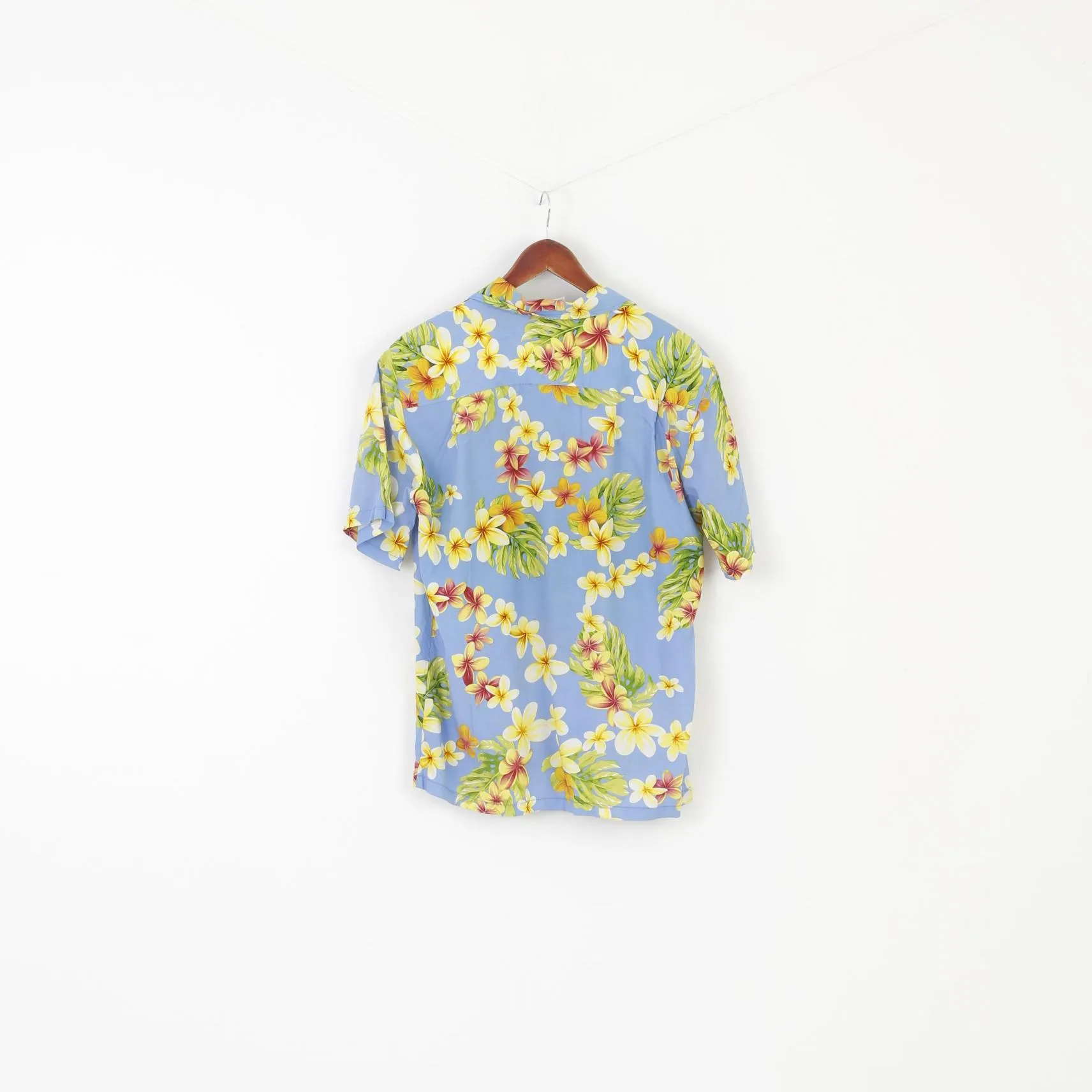 Smart Design Men M Casual Shirt Blue Floral Print 100% Rayon Hawaii Top