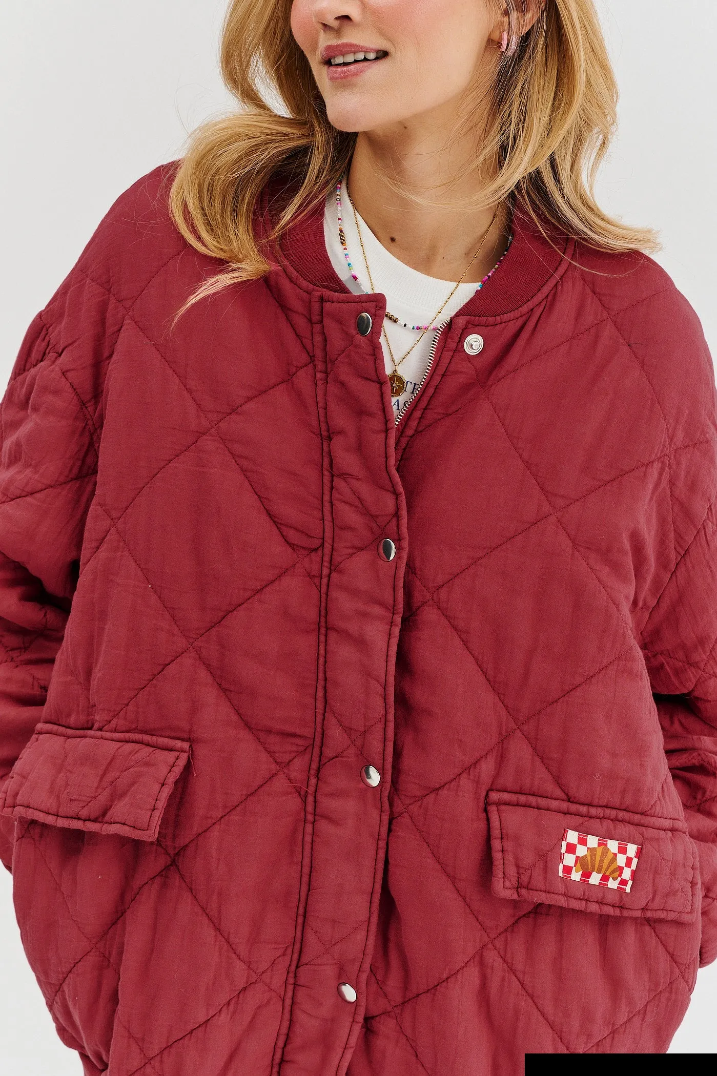Smoky Blush quilted bomber