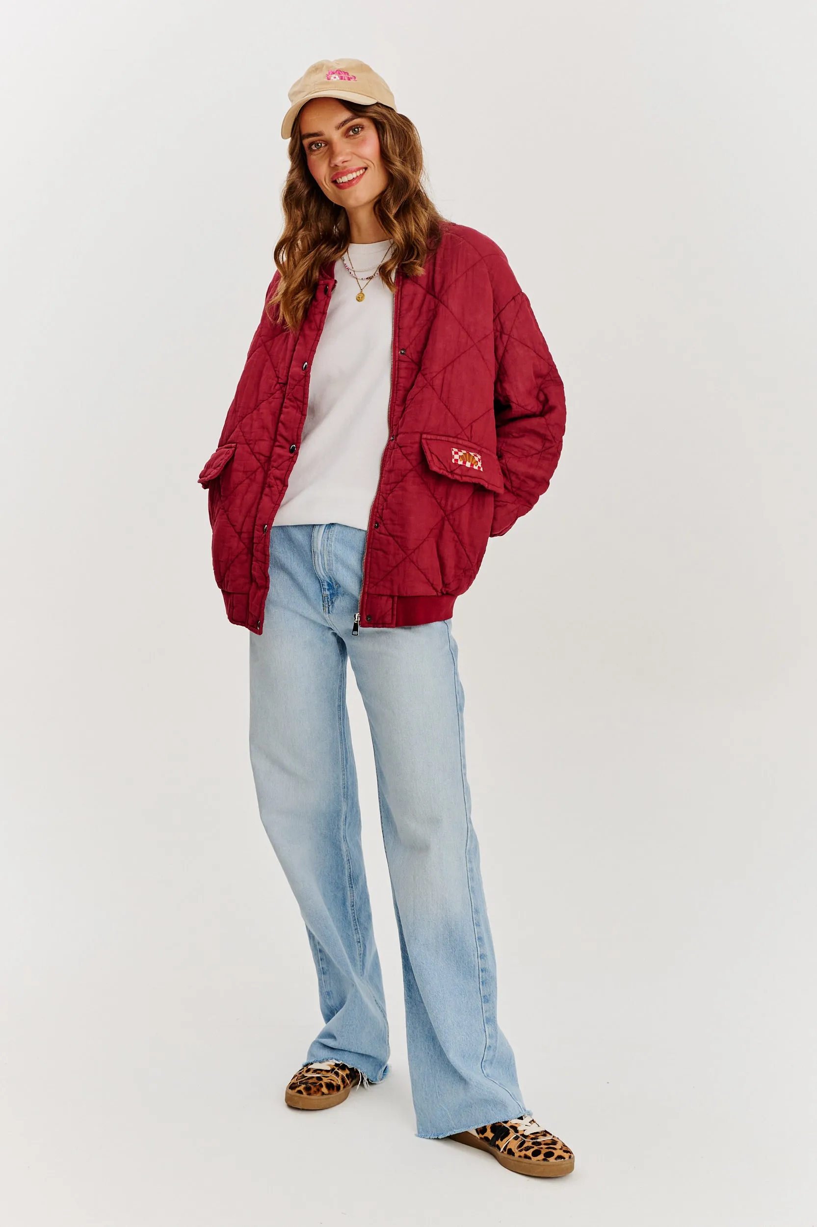 Smoky Blush quilted bomber