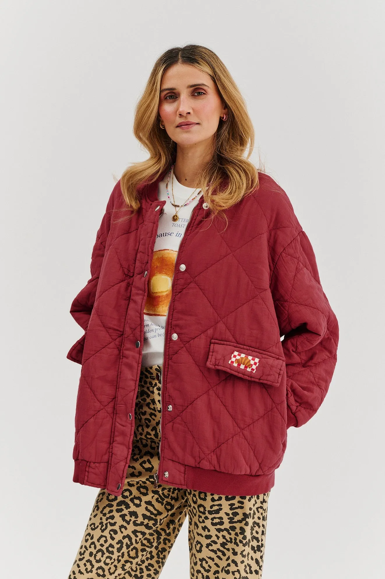 Smoky Blush quilted bomber