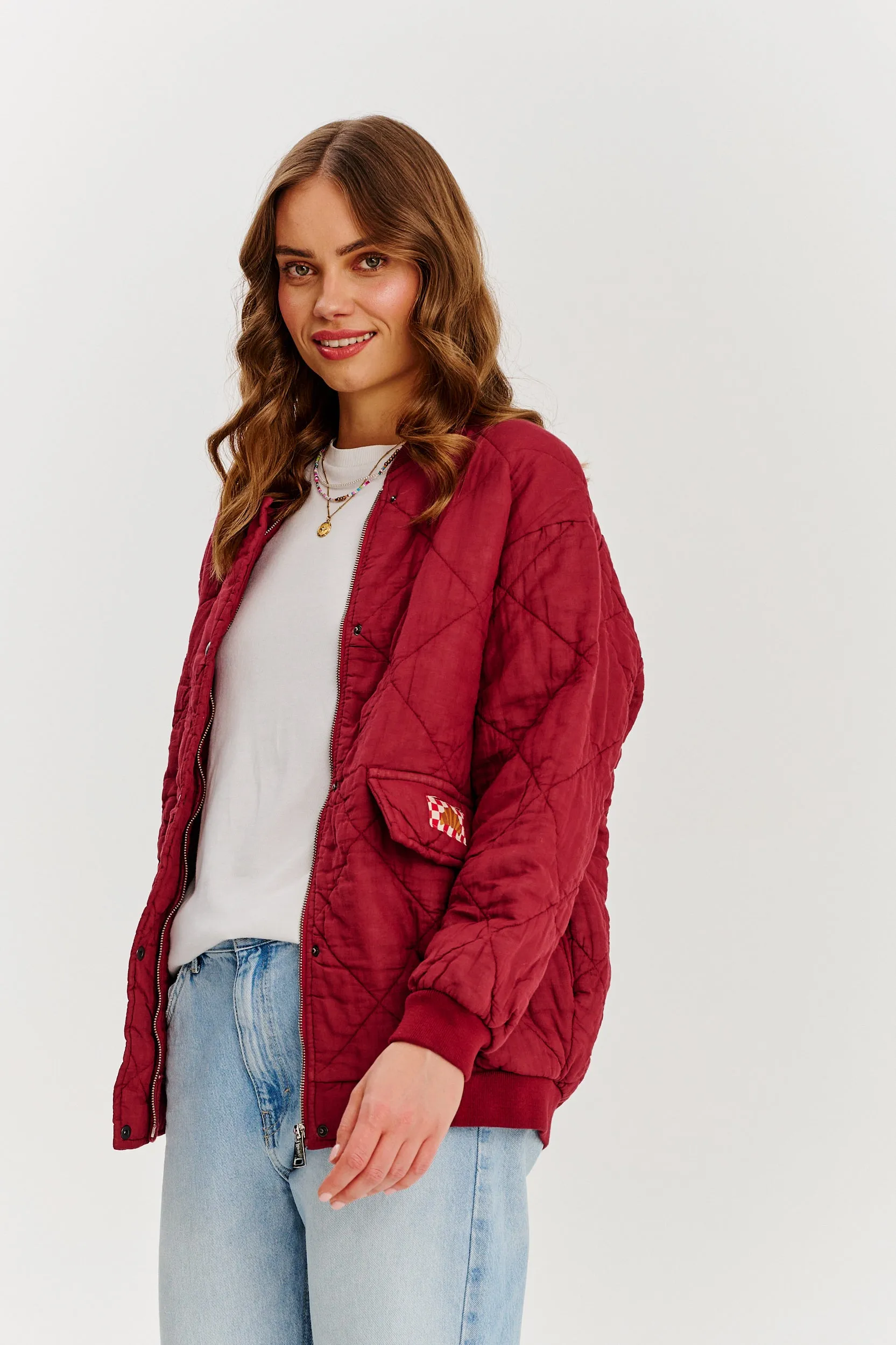 Smoky Blush quilted bomber