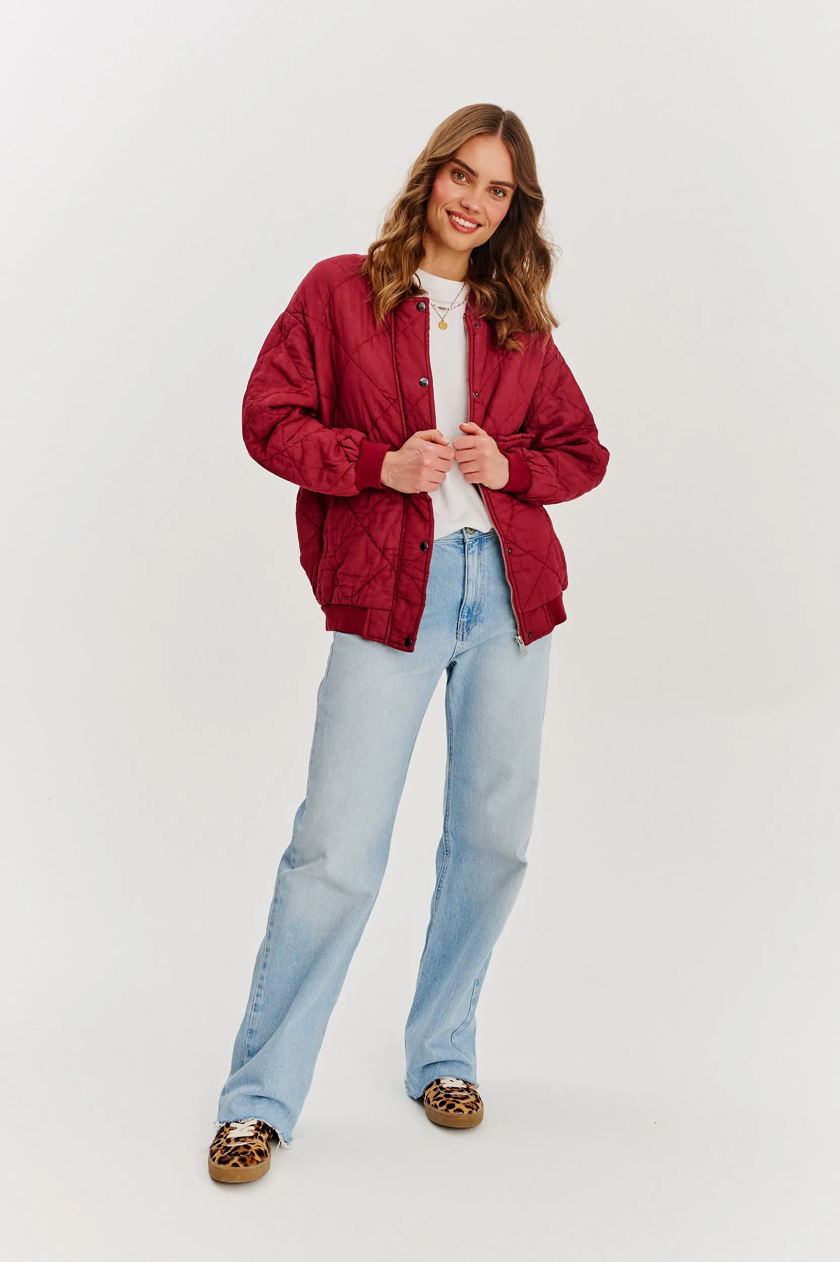 Smoky Blush quilted bomber
