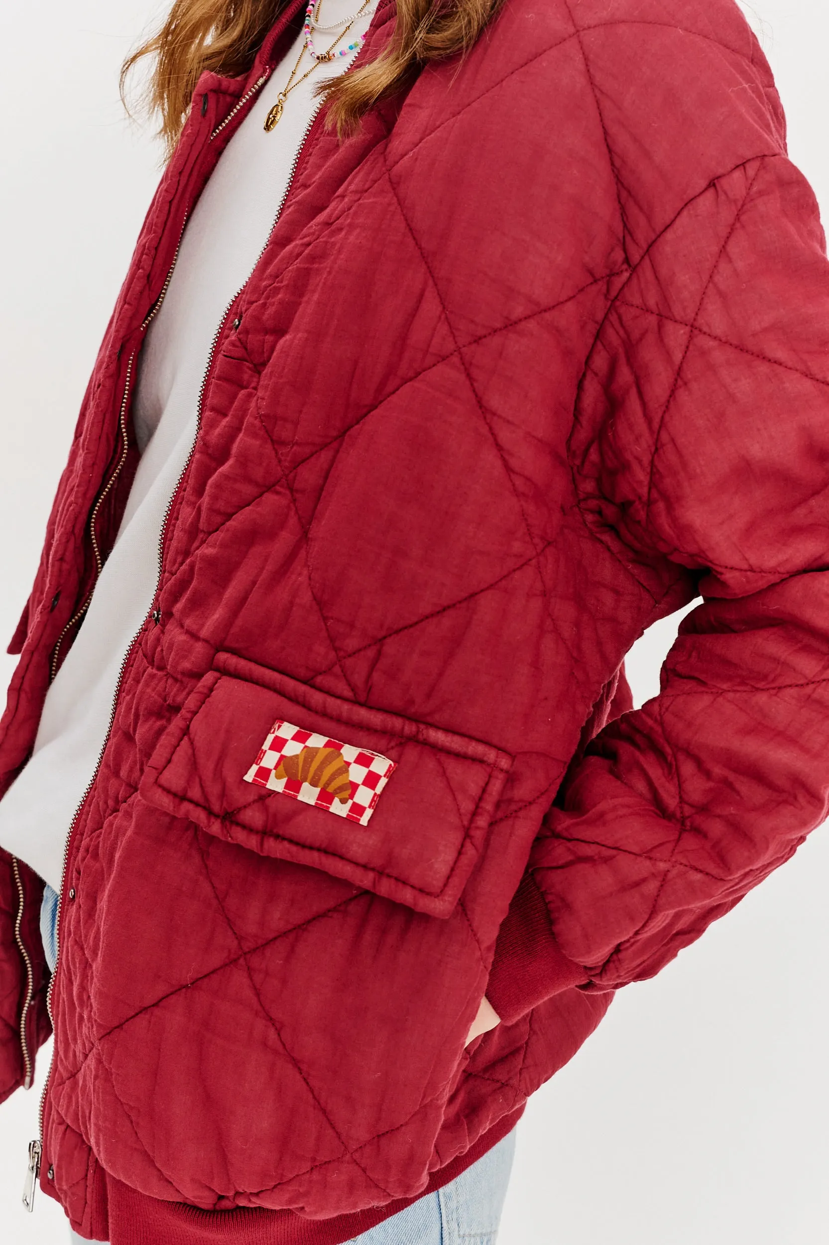 Smoky Blush quilted bomber