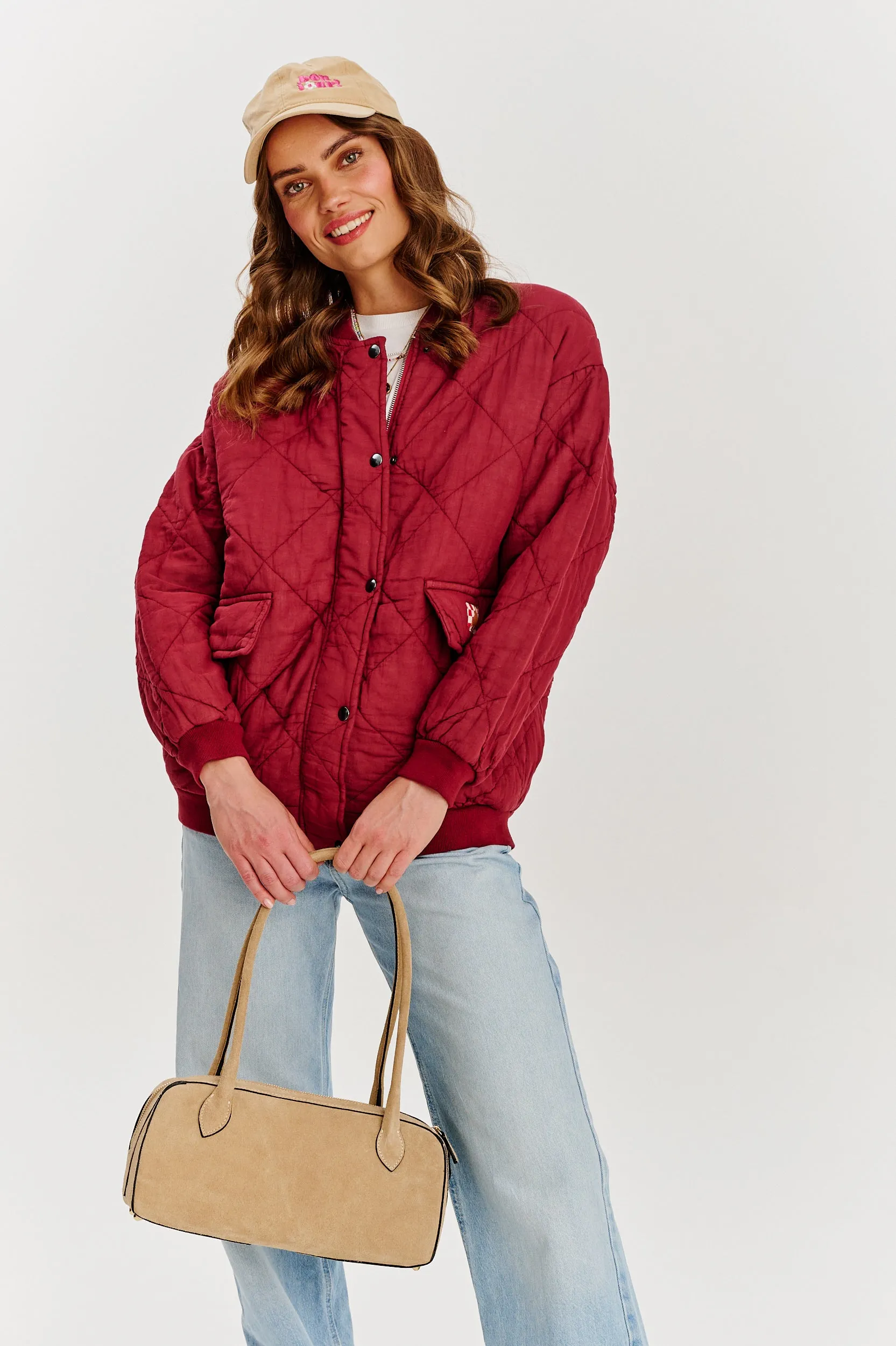Smoky Blush quilted bomber