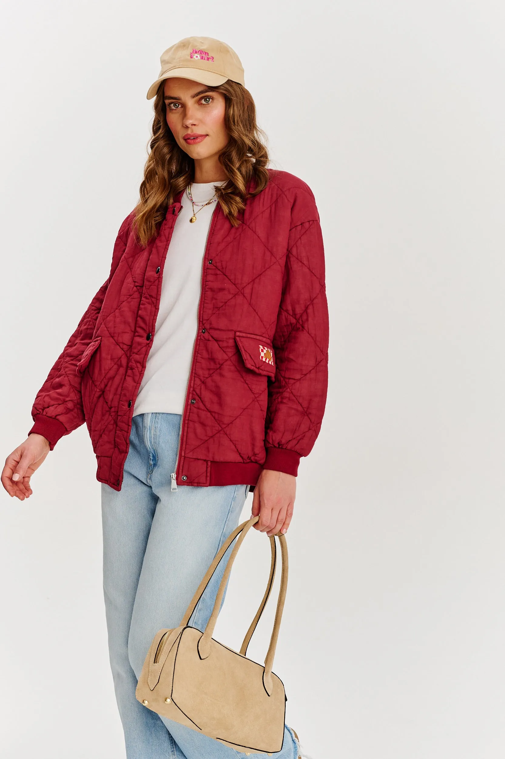 Smoky Blush quilted bomber