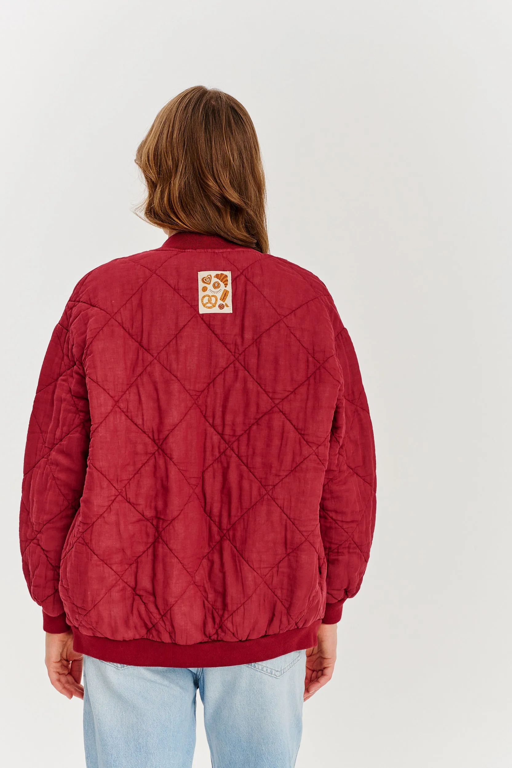 Smoky Blush quilted bomber