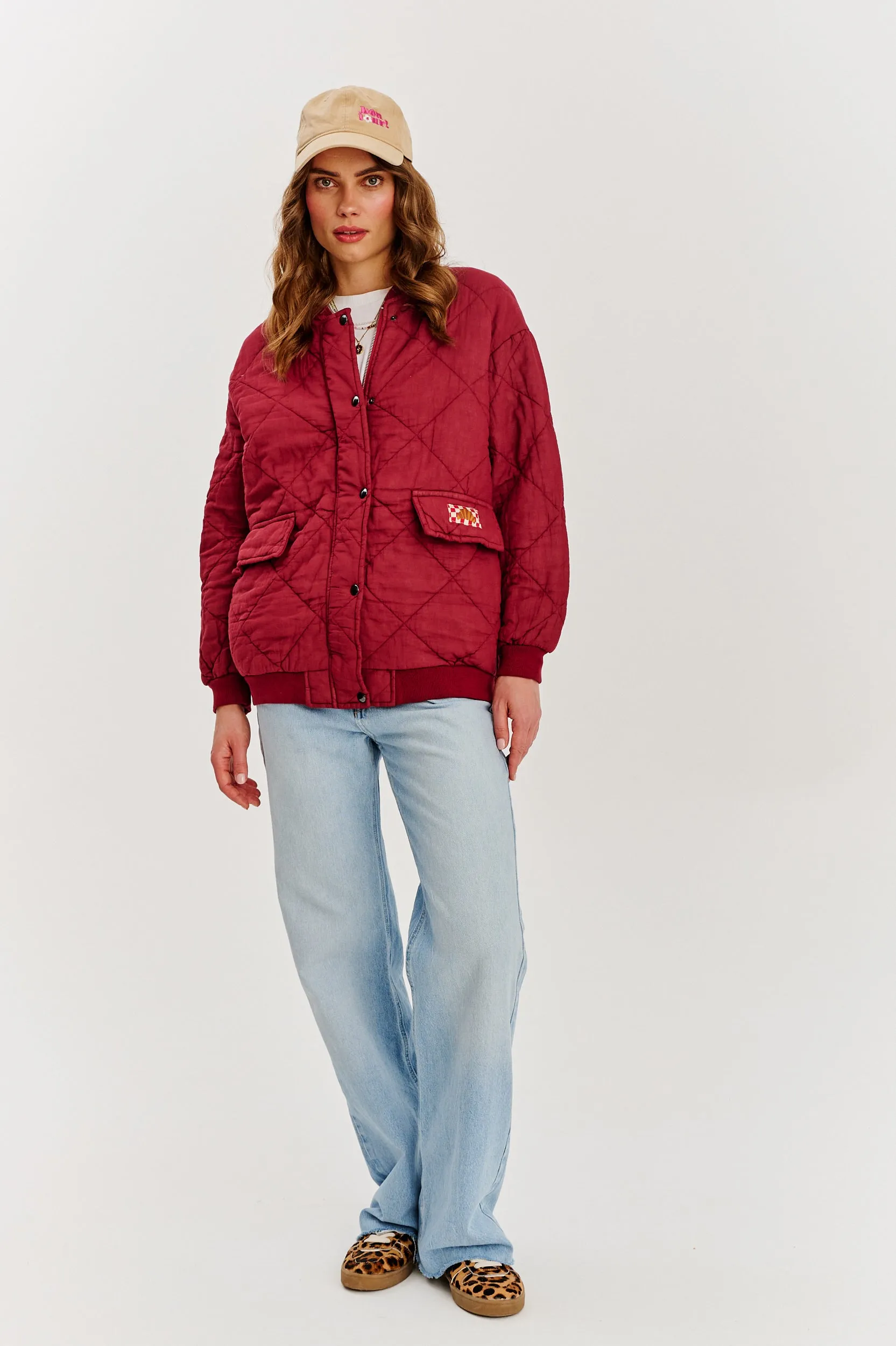 Smoky Blush quilted bomber
