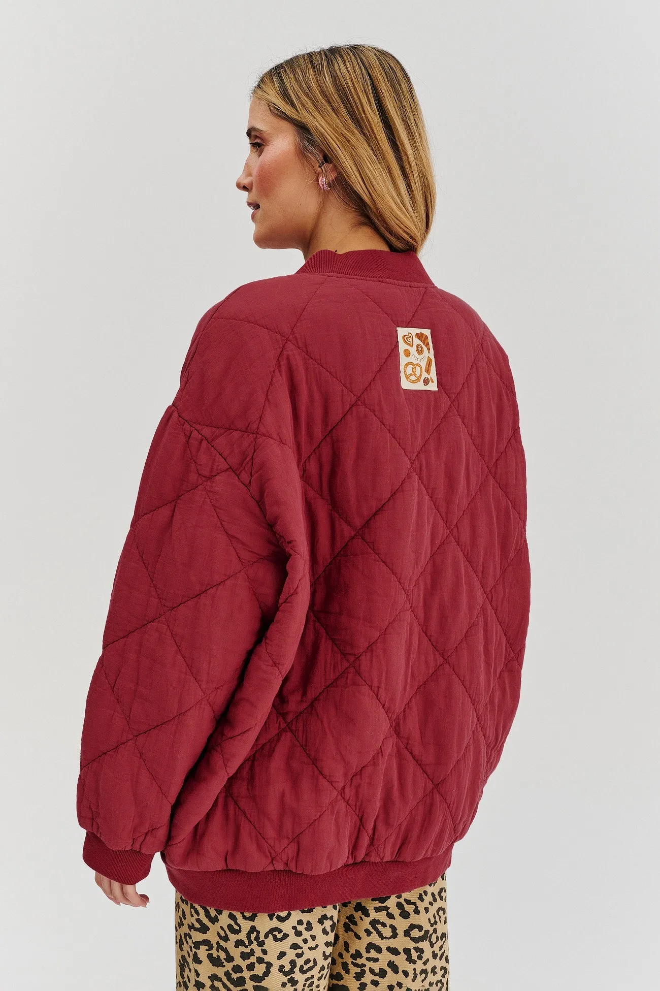 Smoky Blush quilted bomber