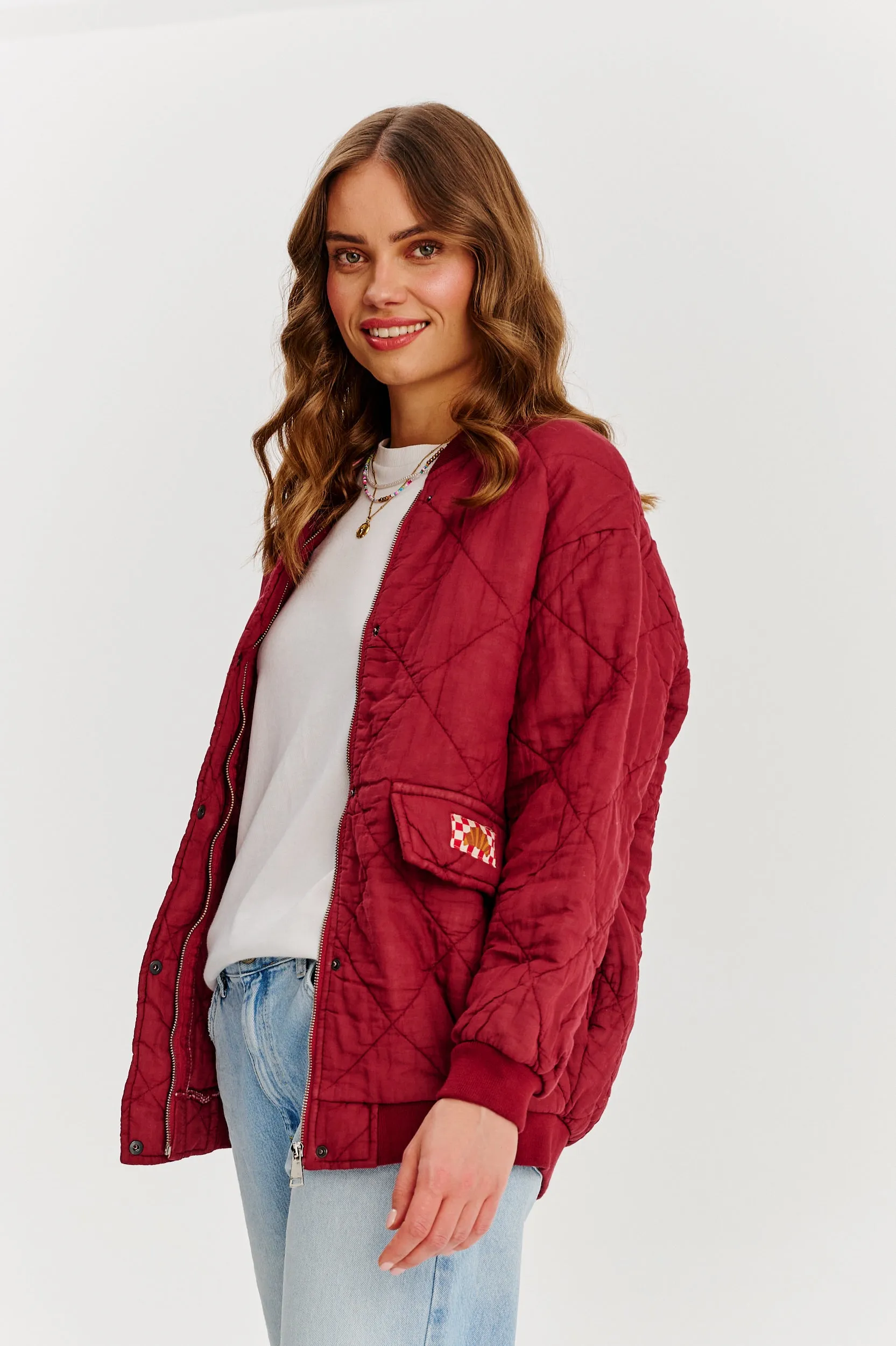 Smoky Blush quilted bomber