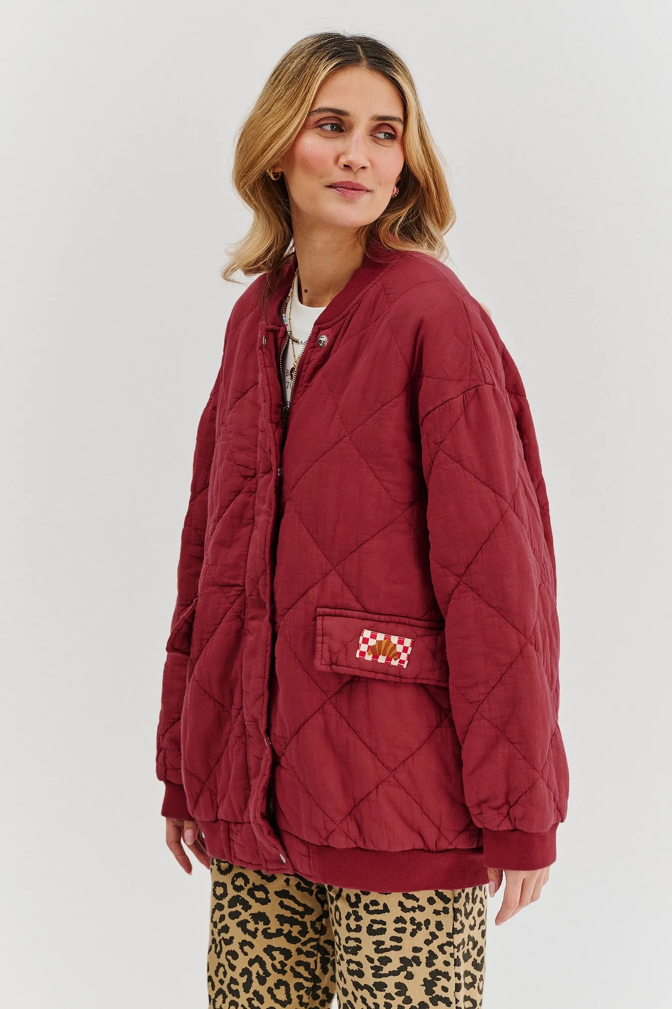 Smoky Blush quilted bomber