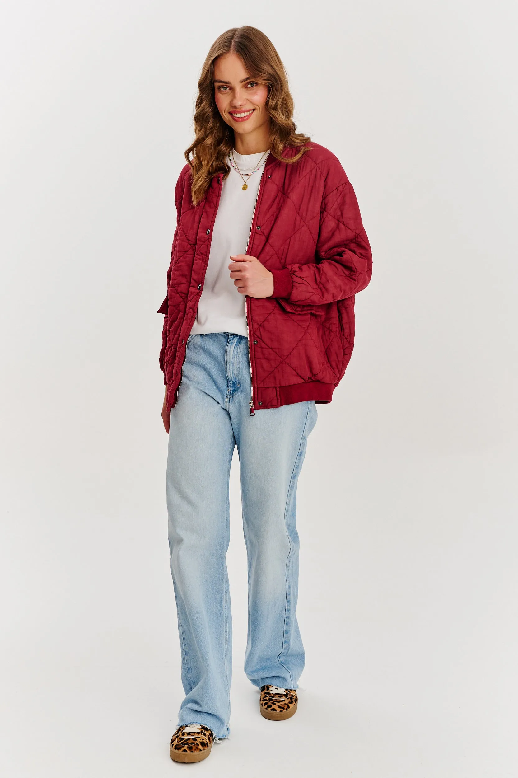 Smoky Blush quilted bomber