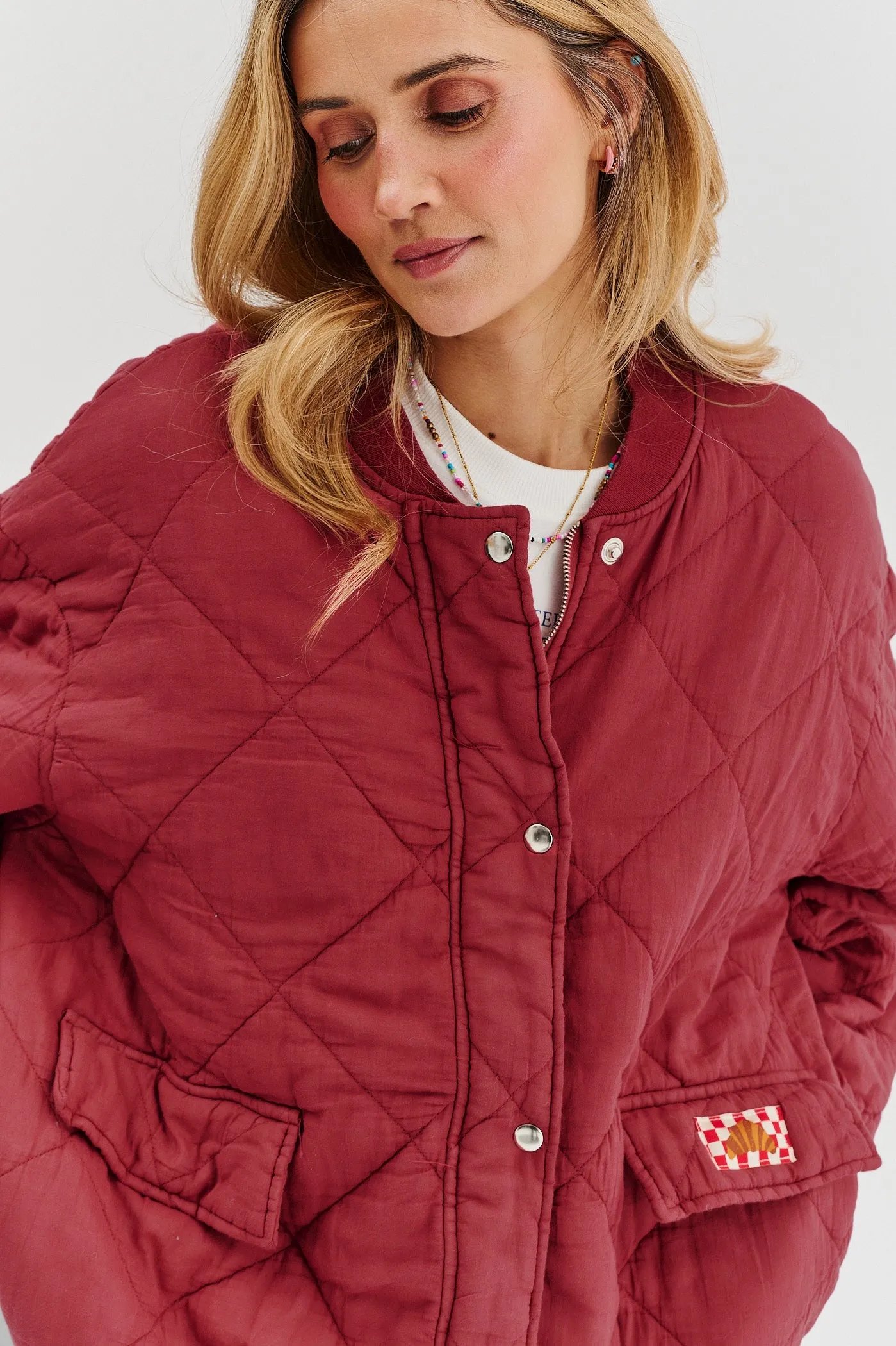 Smoky Blush quilted bomber
