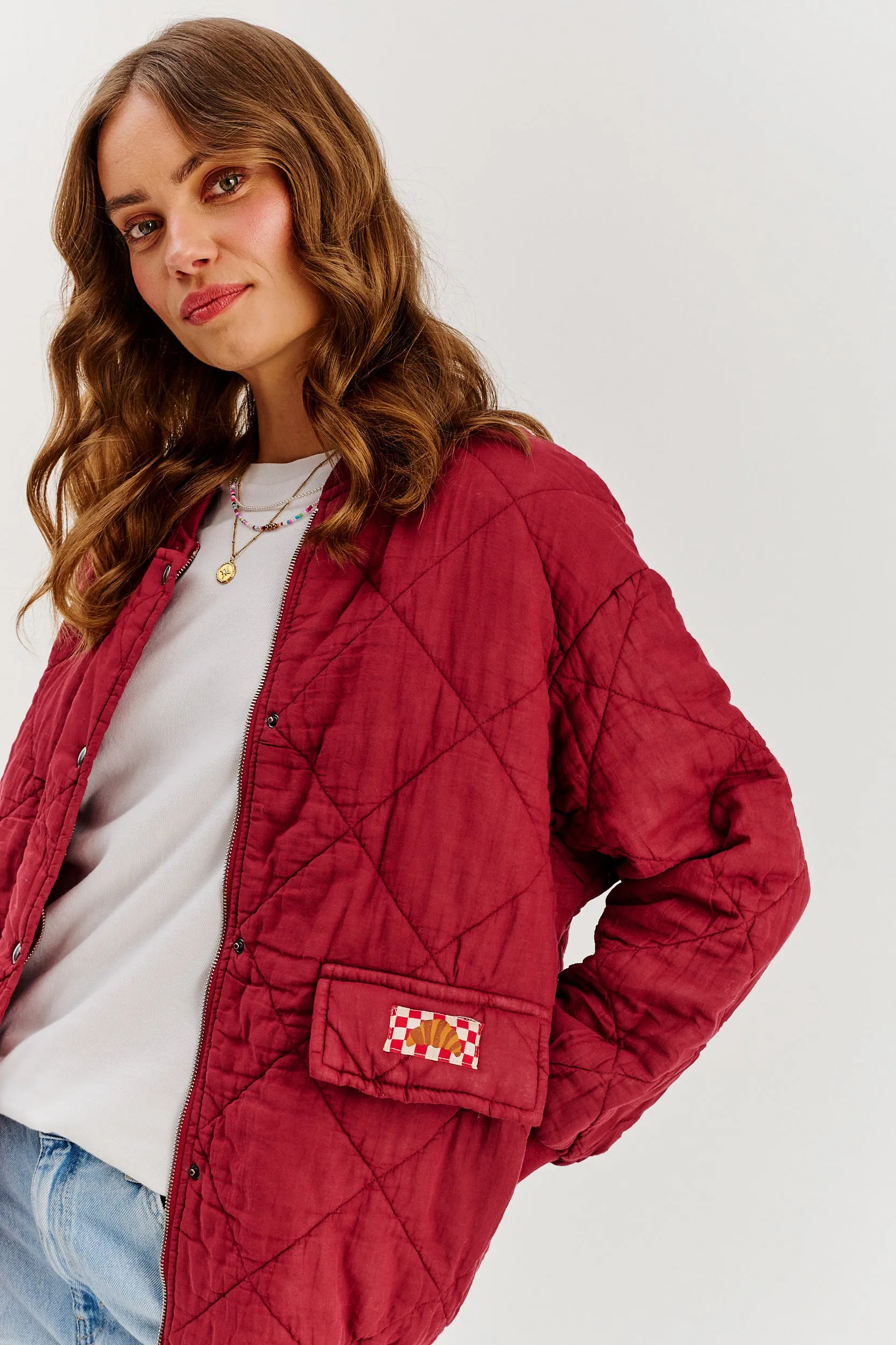 Smoky Blush quilted bomber