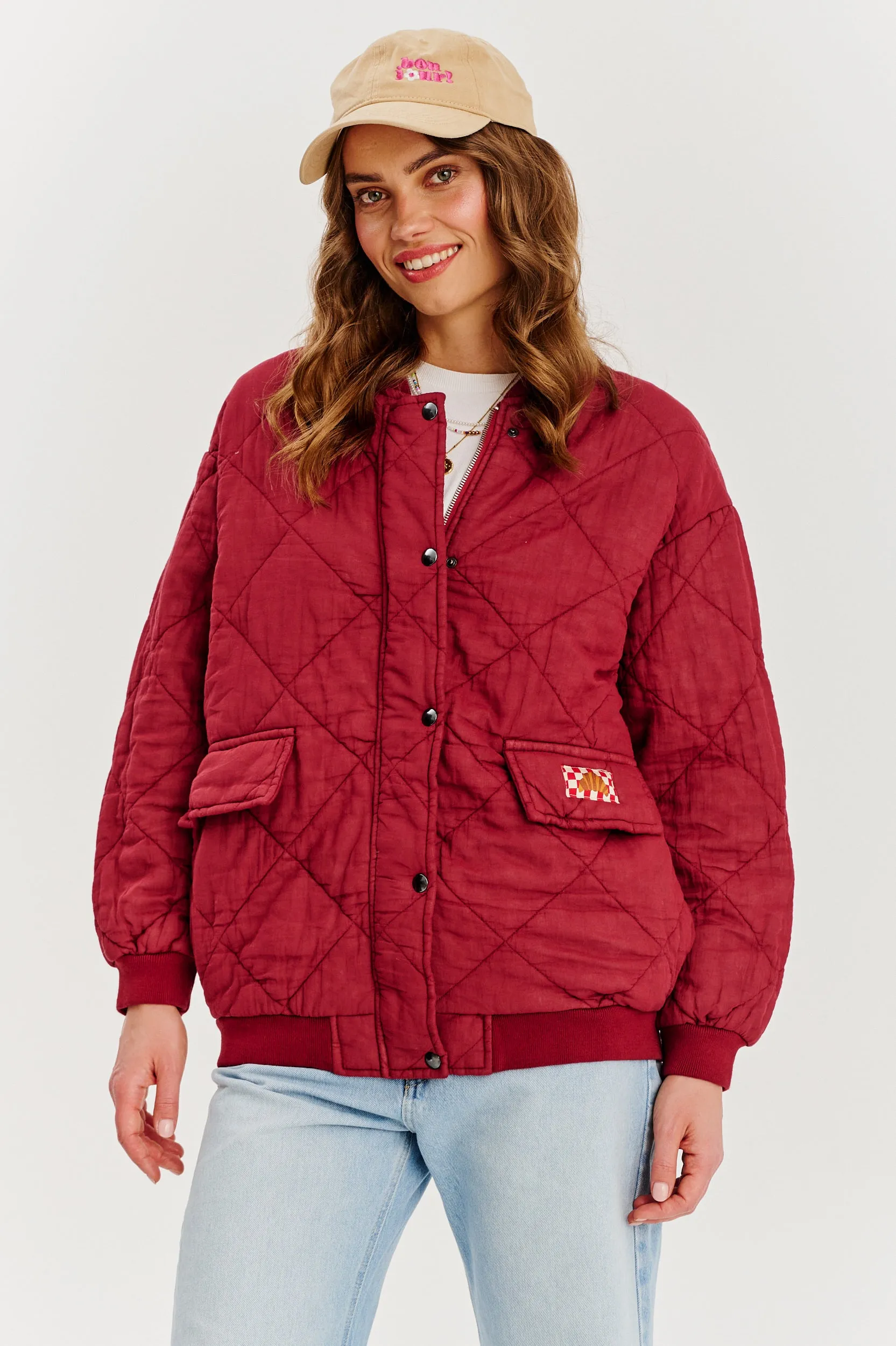 Smoky Blush quilted bomber