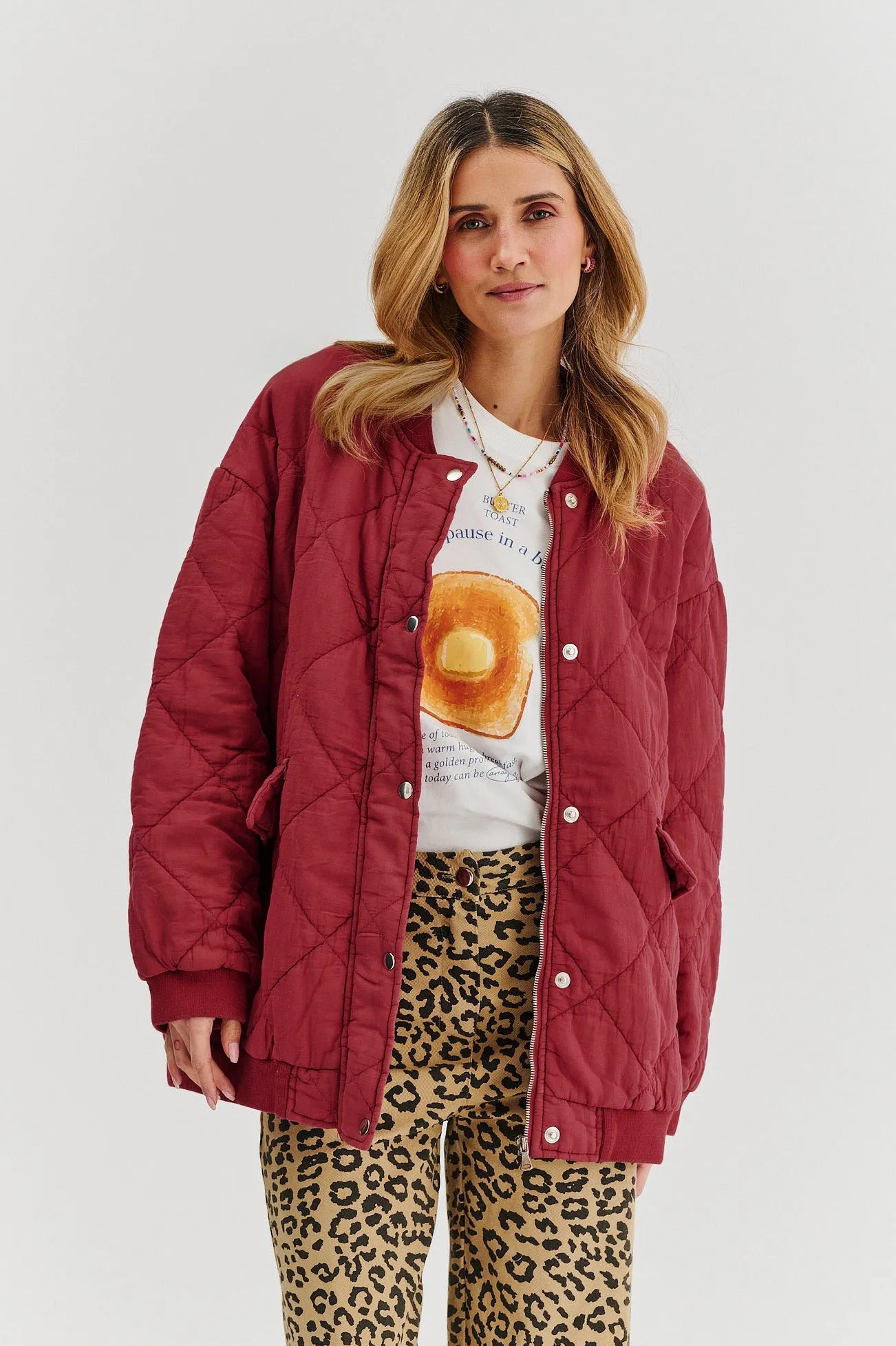 Smoky Blush quilted bomber