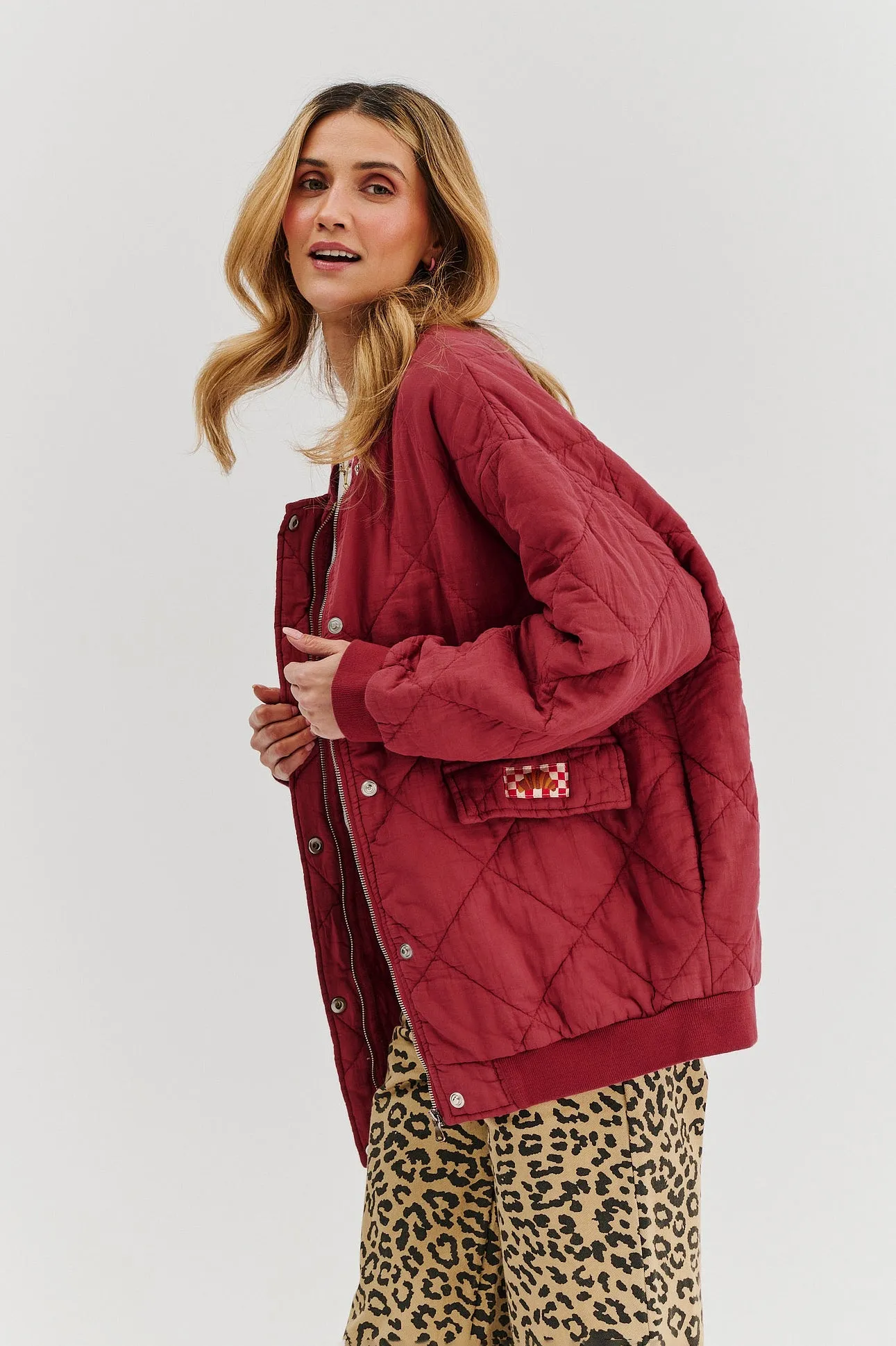 Smoky Blush quilted bomber