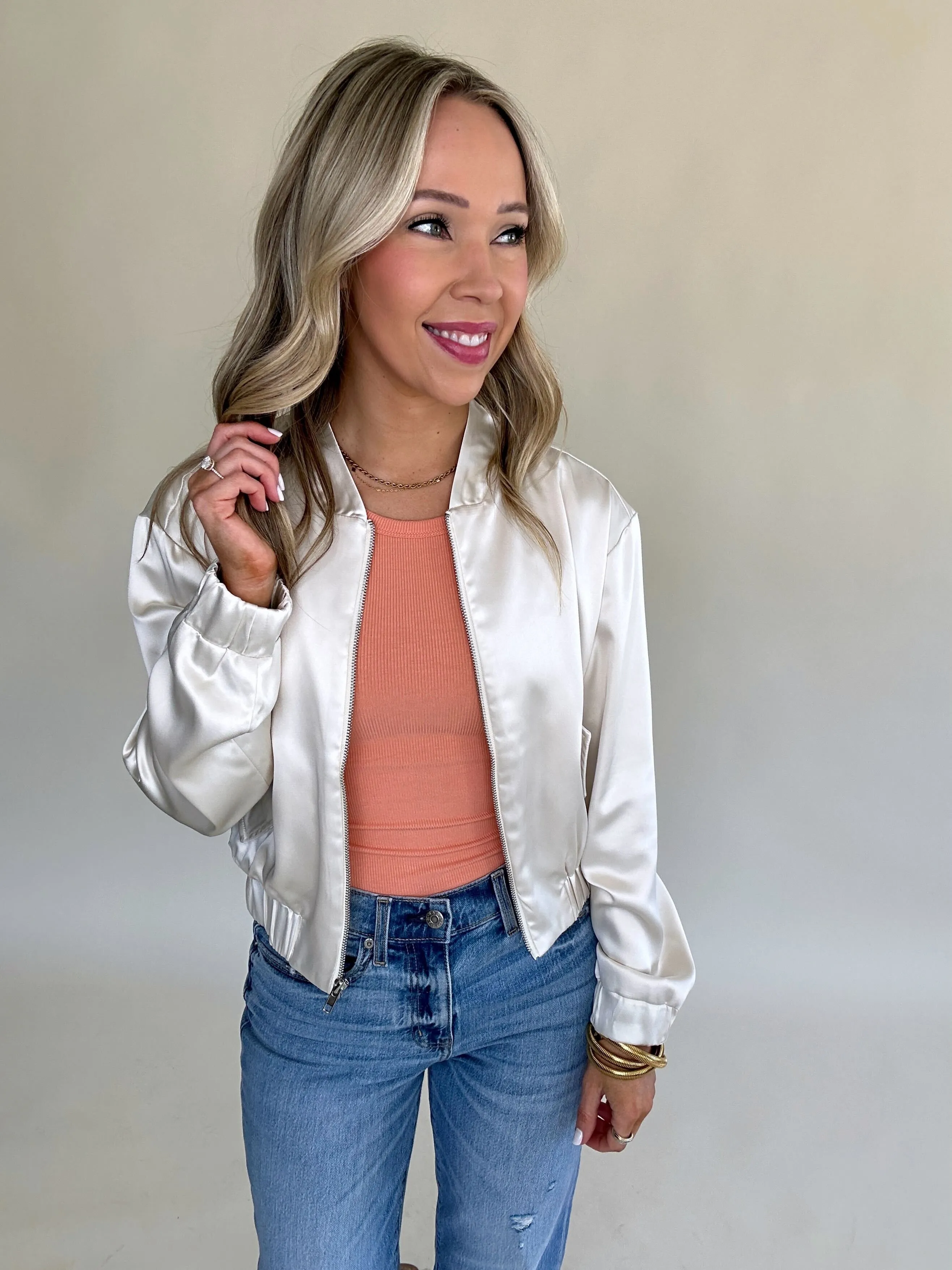 Steal The Attention Satin Bomber Jacket