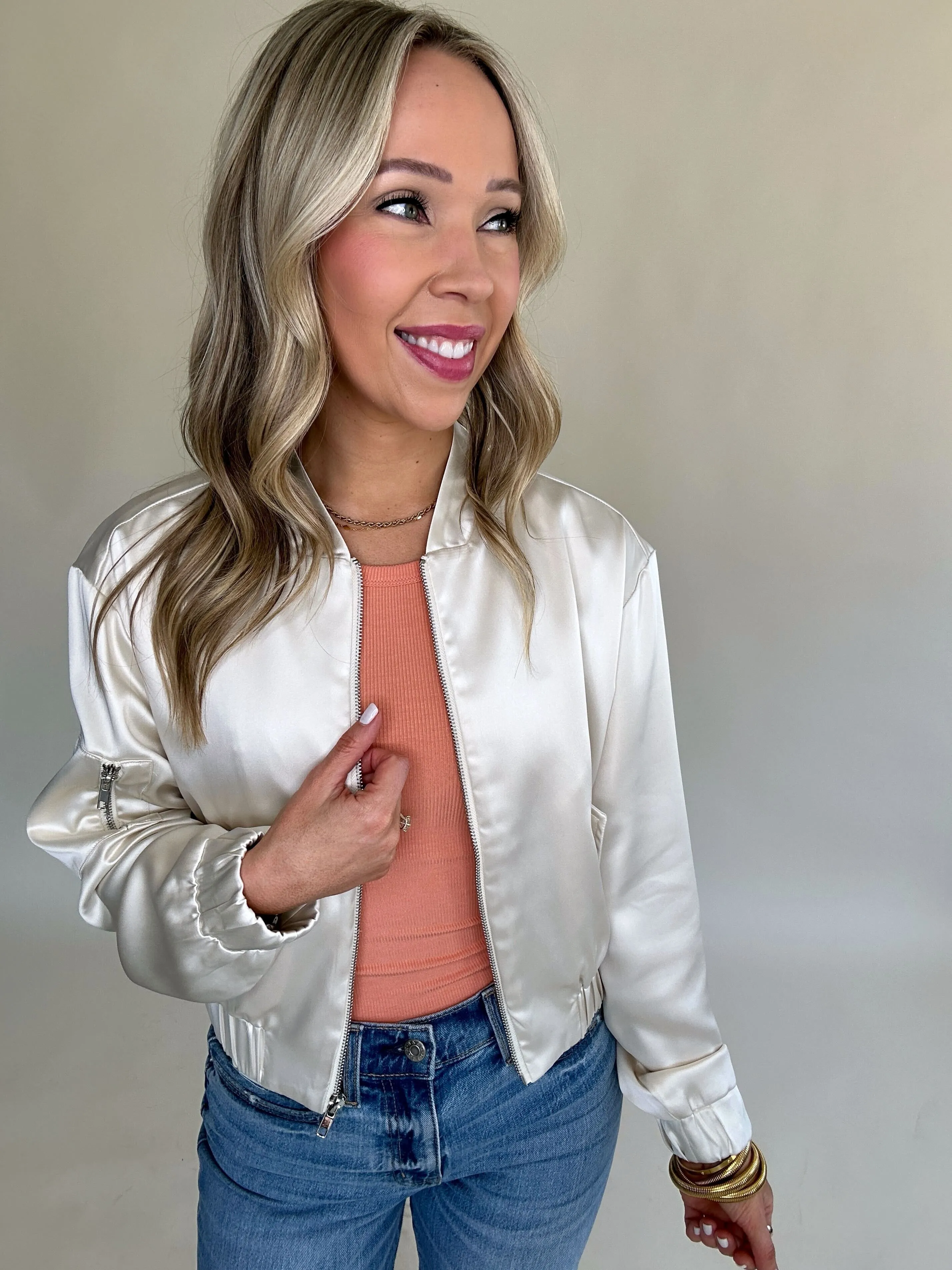 Steal The Attention Satin Bomber Jacket