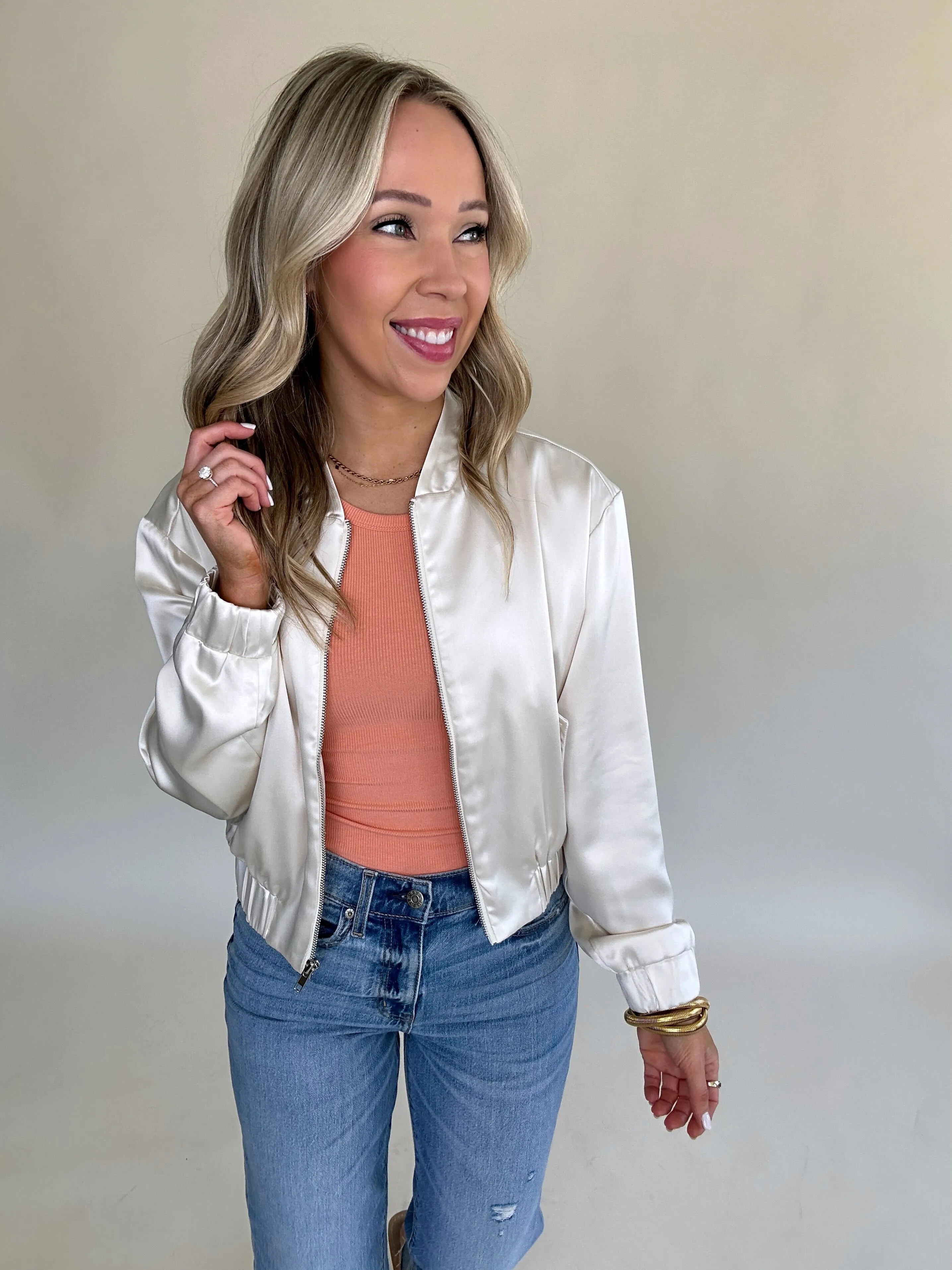 Steal The Attention Satin Bomber Jacket