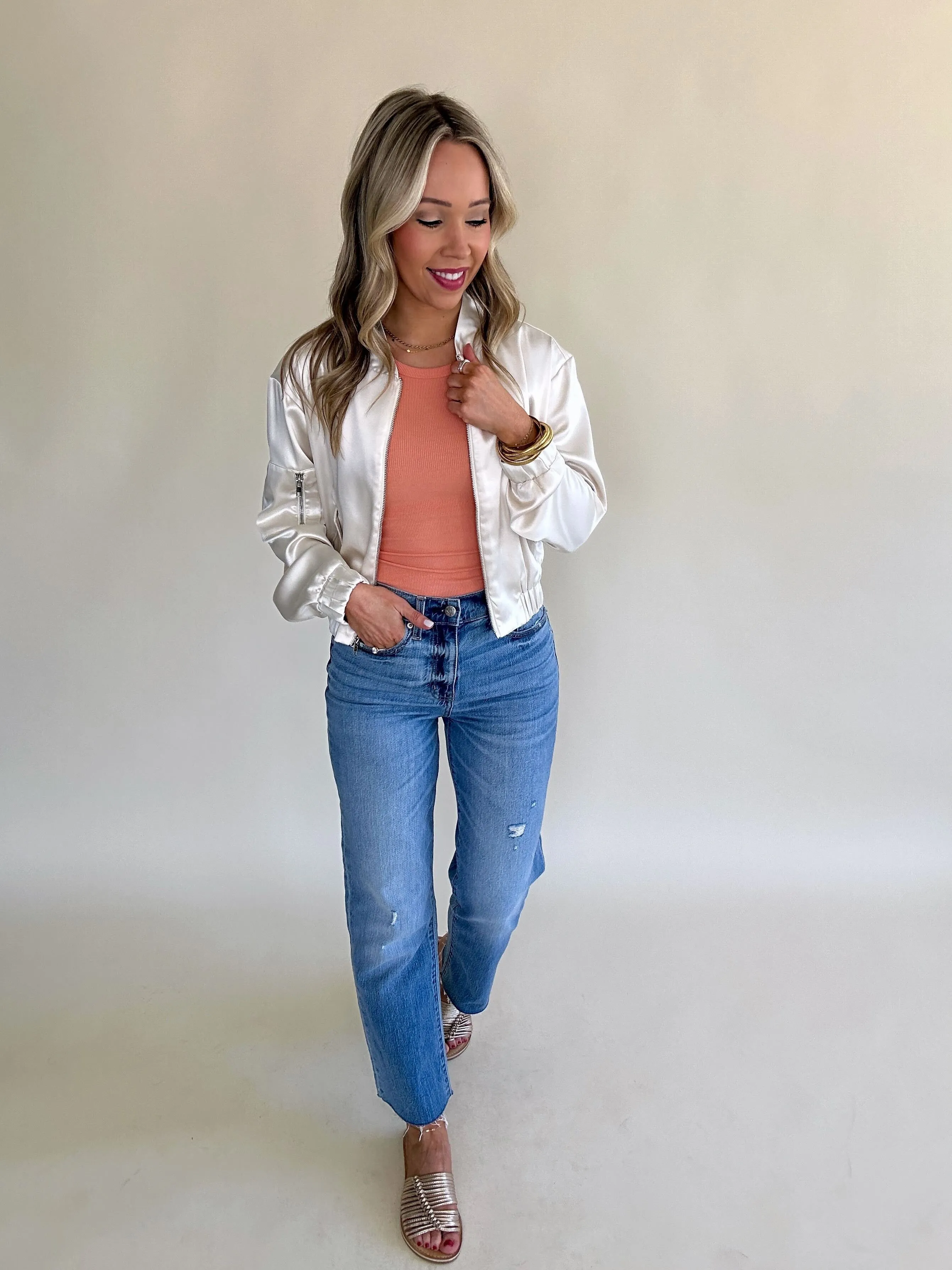 Steal The Attention Satin Bomber Jacket