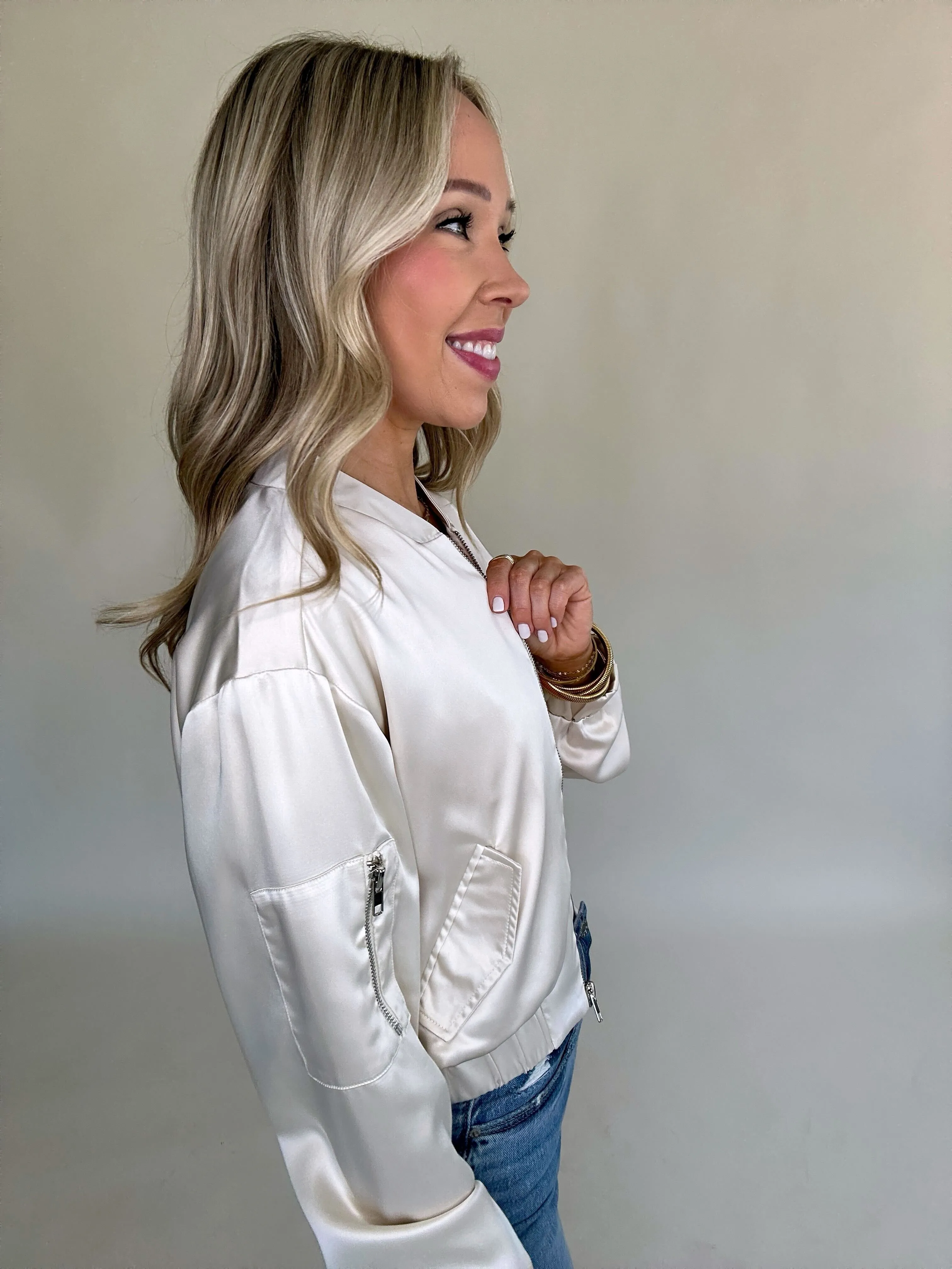Steal The Attention Satin Bomber Jacket
