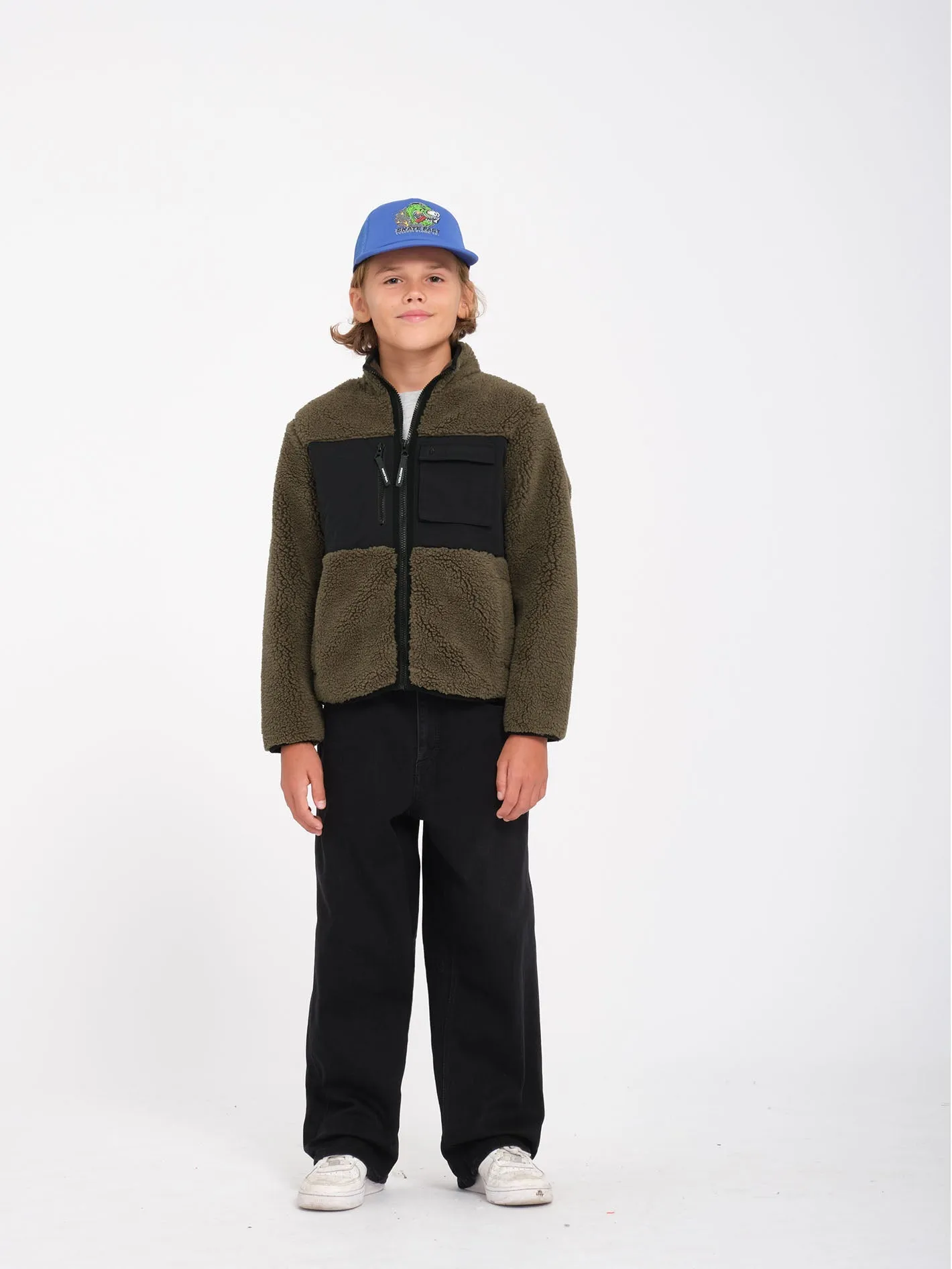Storm Stone Zip Sherpa Sweatshirt - Wintermoss - (KIDS)