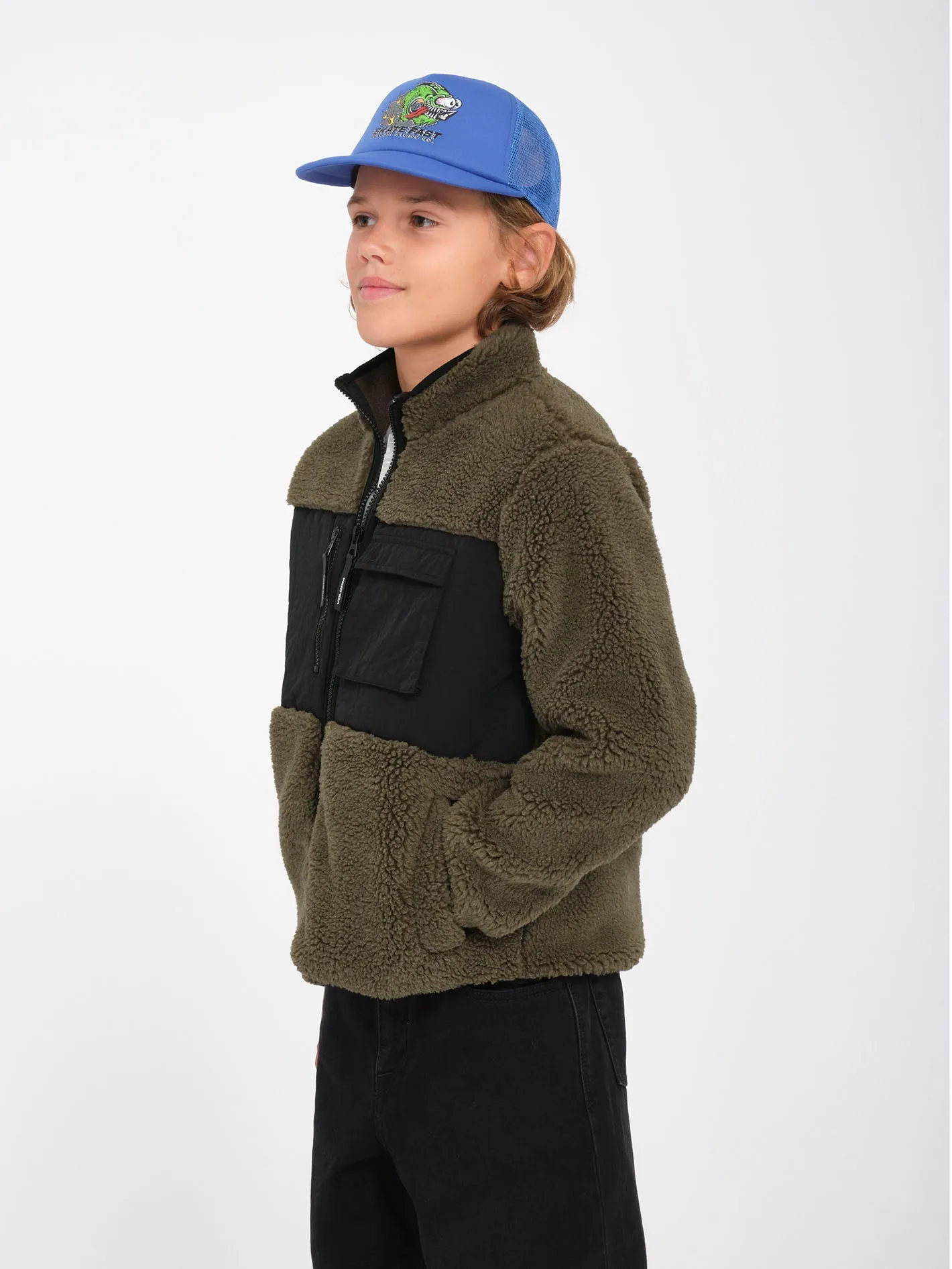 Storm Stone Zip Sherpa Sweatshirt - Wintermoss - (KIDS)