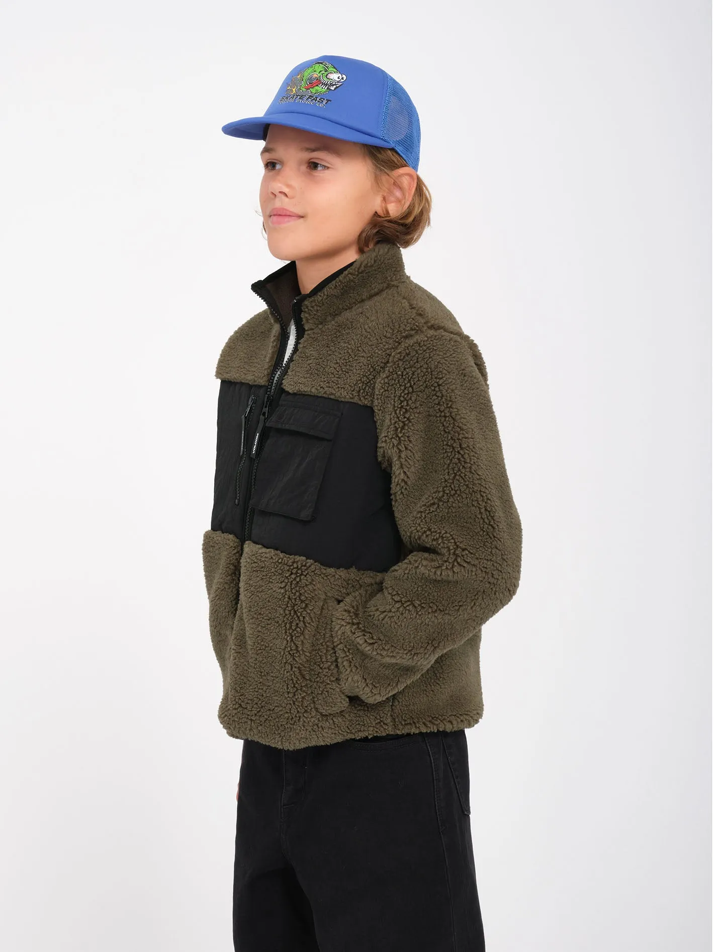 Storm Stone Zip Sherpa Sweatshirt - Wintermoss - (KIDS)