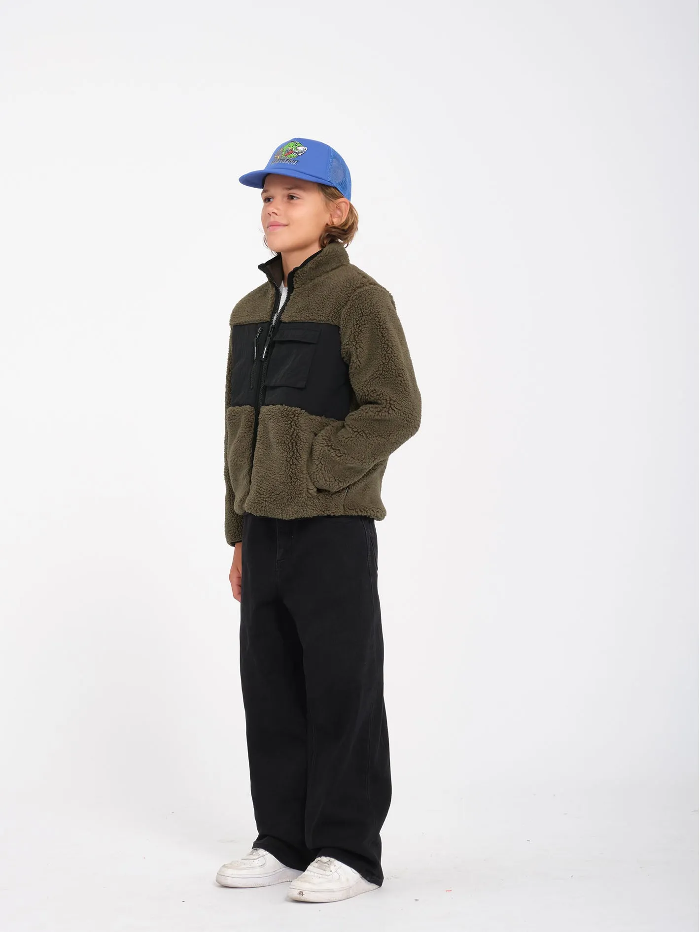 Storm Stone Zip Sherpa Sweatshirt - Wintermoss - (KIDS)