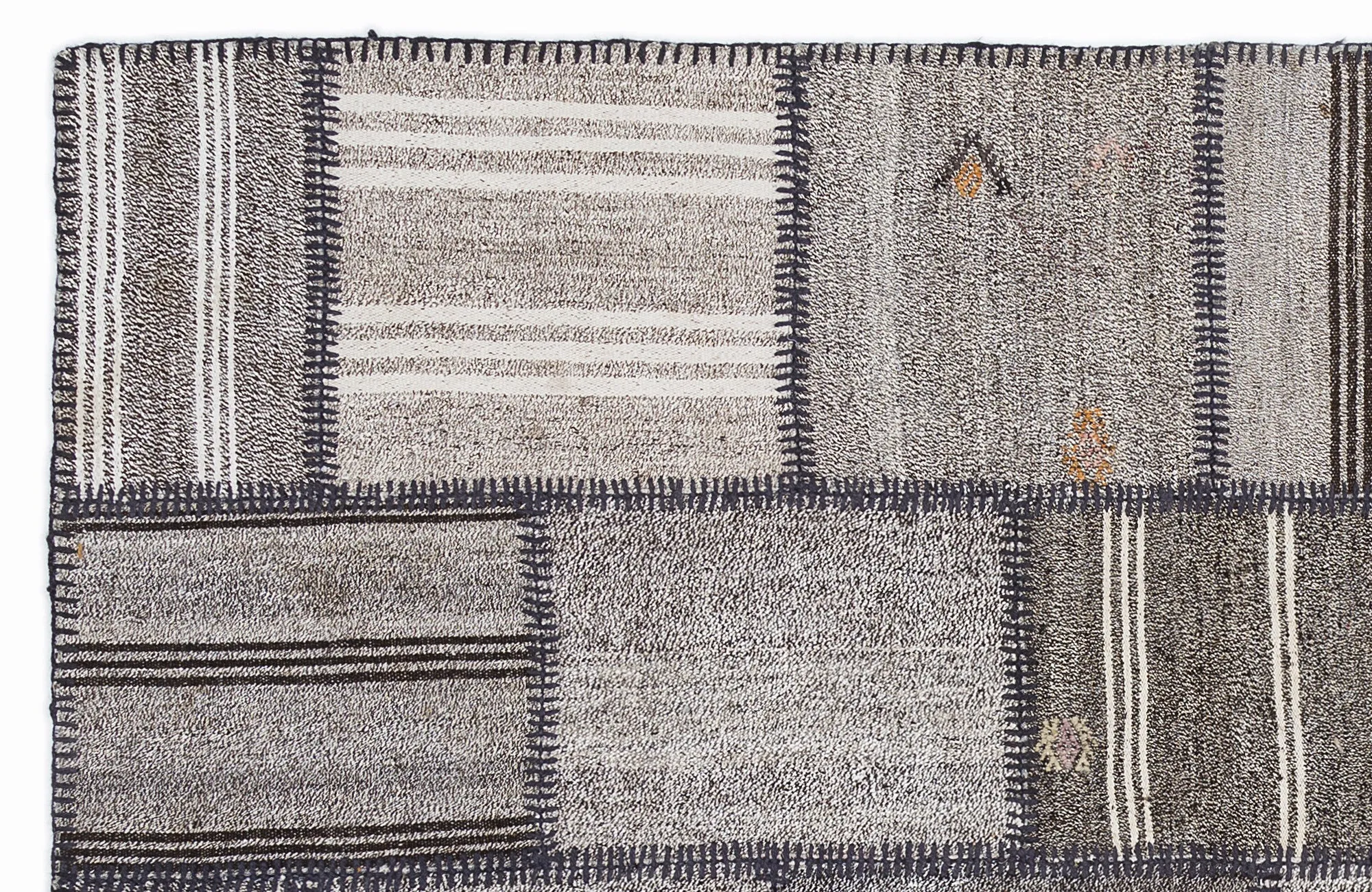 Striped Over Dyed Kilim Patchwork Unique Rug 5'3'' x 7'7'' ft 160 x 230 cm