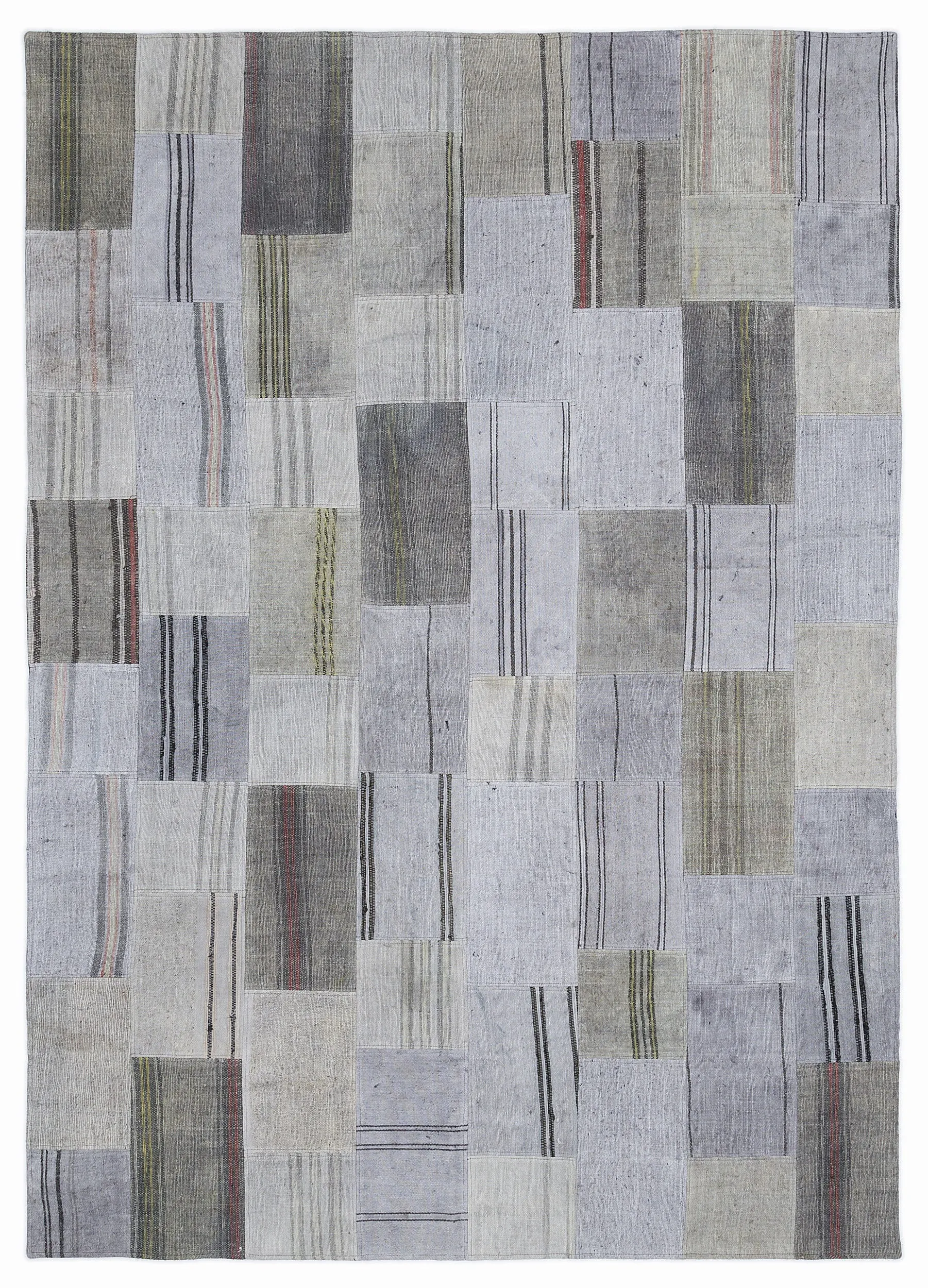 Striped Over Dyed Kilim Patchwork Unique Rug 5'3'' x 7'7'' ft 160 x 230 cm