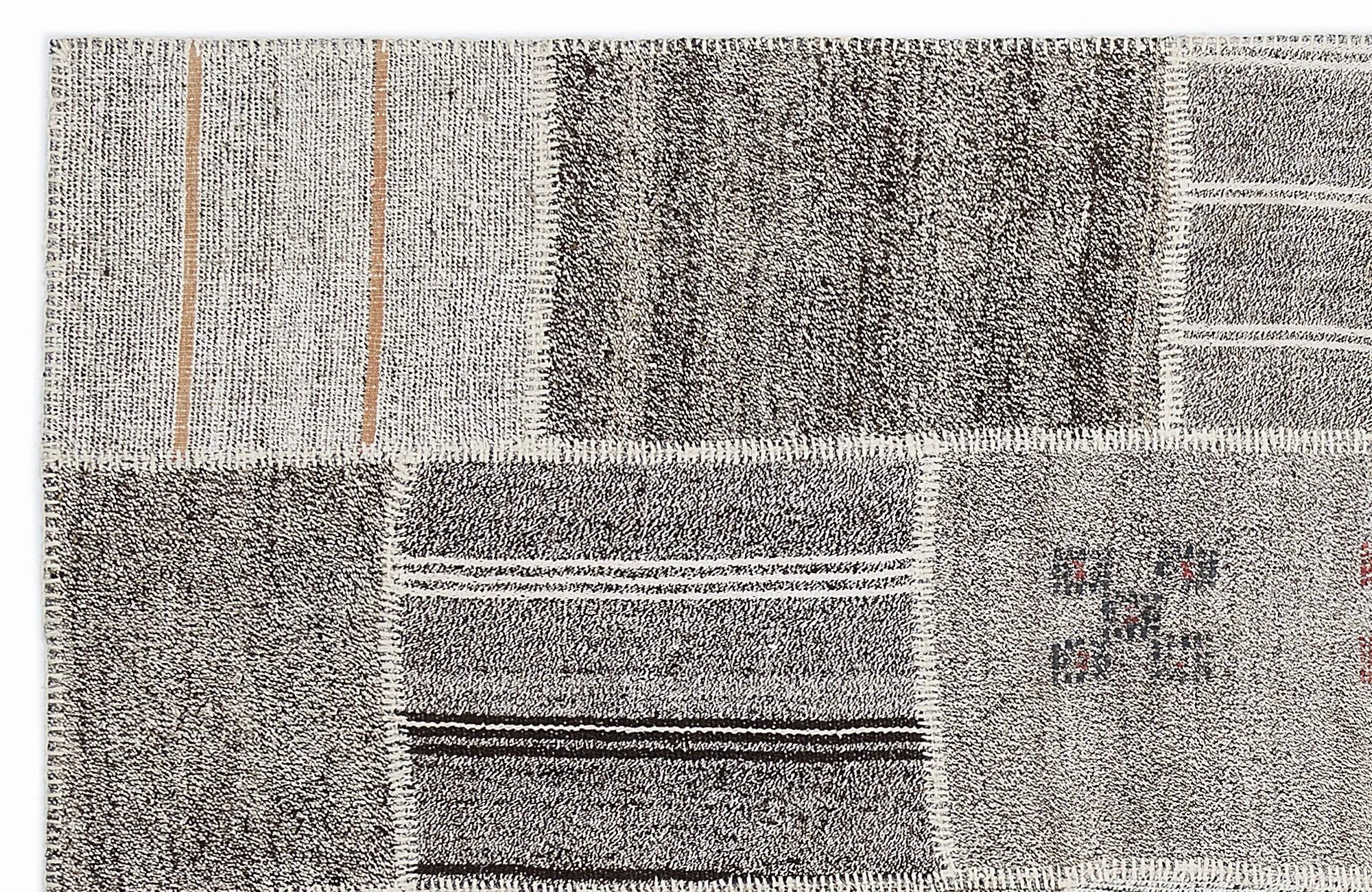 Striped Over Dyed Kilim Patchwork Unique Rug 5'3'' x 7'7'' ft 160 x 230 cm