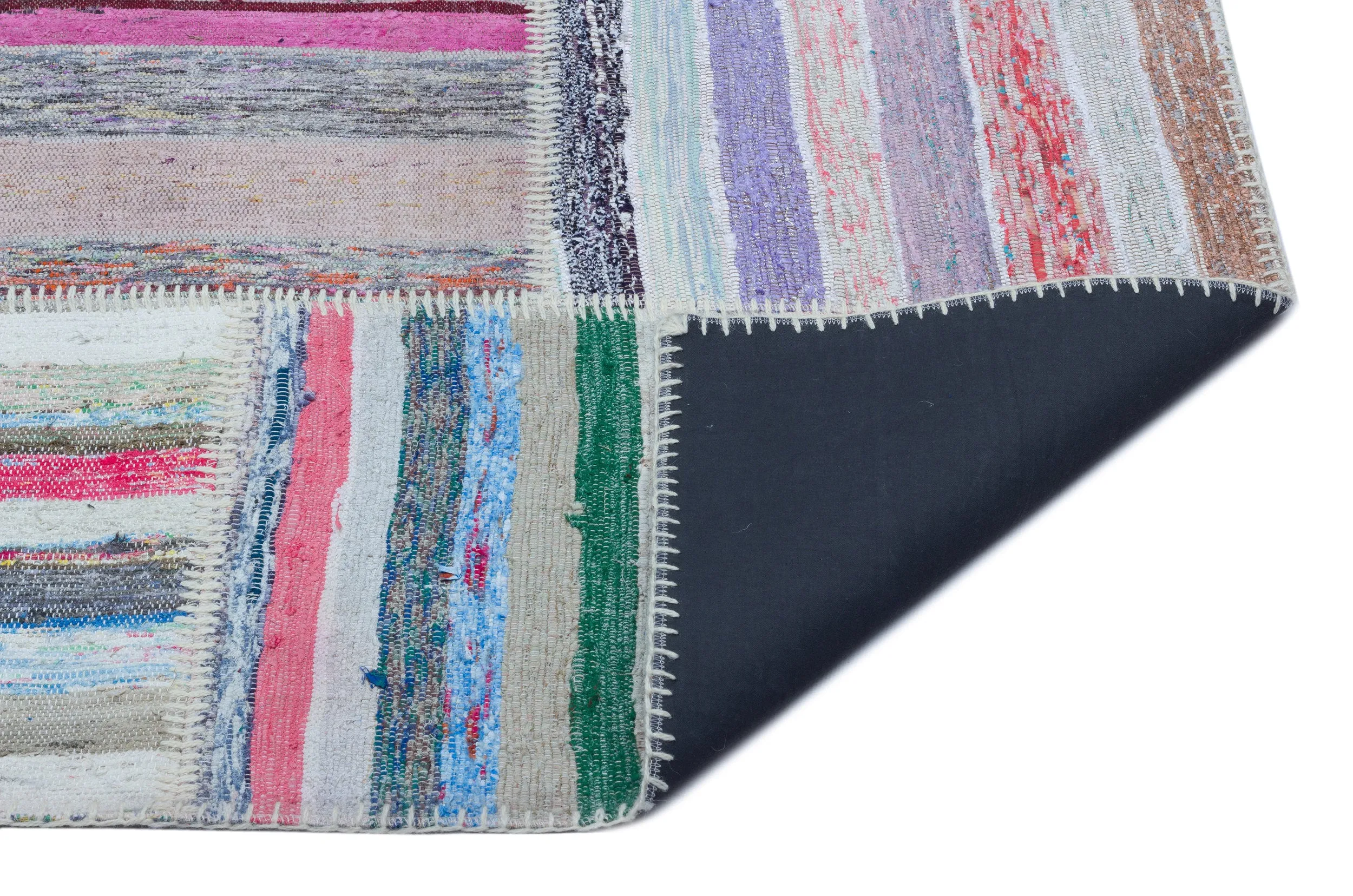 Striped Over Dyed Kilim Patchwork Unique Rug 5'3'' x 7'7'' ft 160 x 230 cm